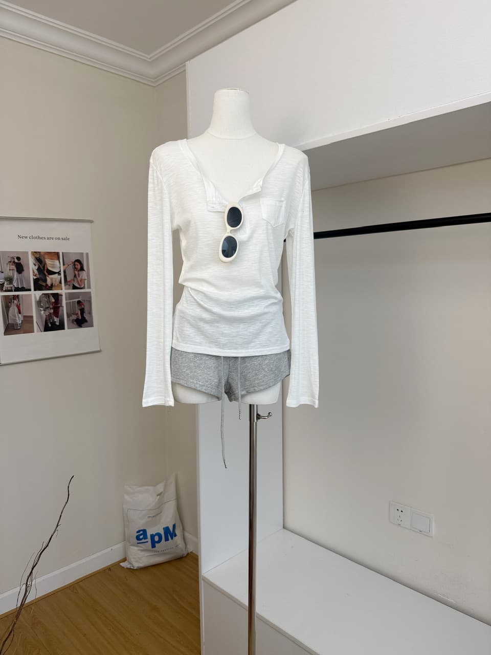 yolo shop 회색 니트 다용도 타이트 스커트 반바지 여성 여름 아메리칸 핫걸 캐주얼 하이웨이스트 운동 핫 바지 상세 이미지 5