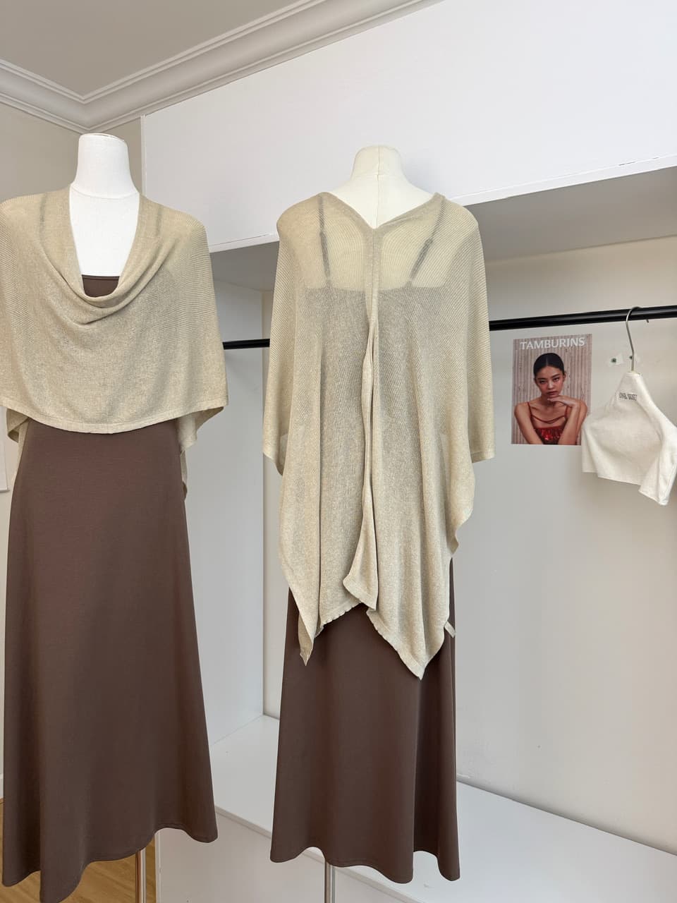 yolo shop 한 부서 느긋한 부드러운 품격 세트 아마 얇은 스타일 숄 몸매 가꾸기 허리 수축 슬립 드레스 이미지 5