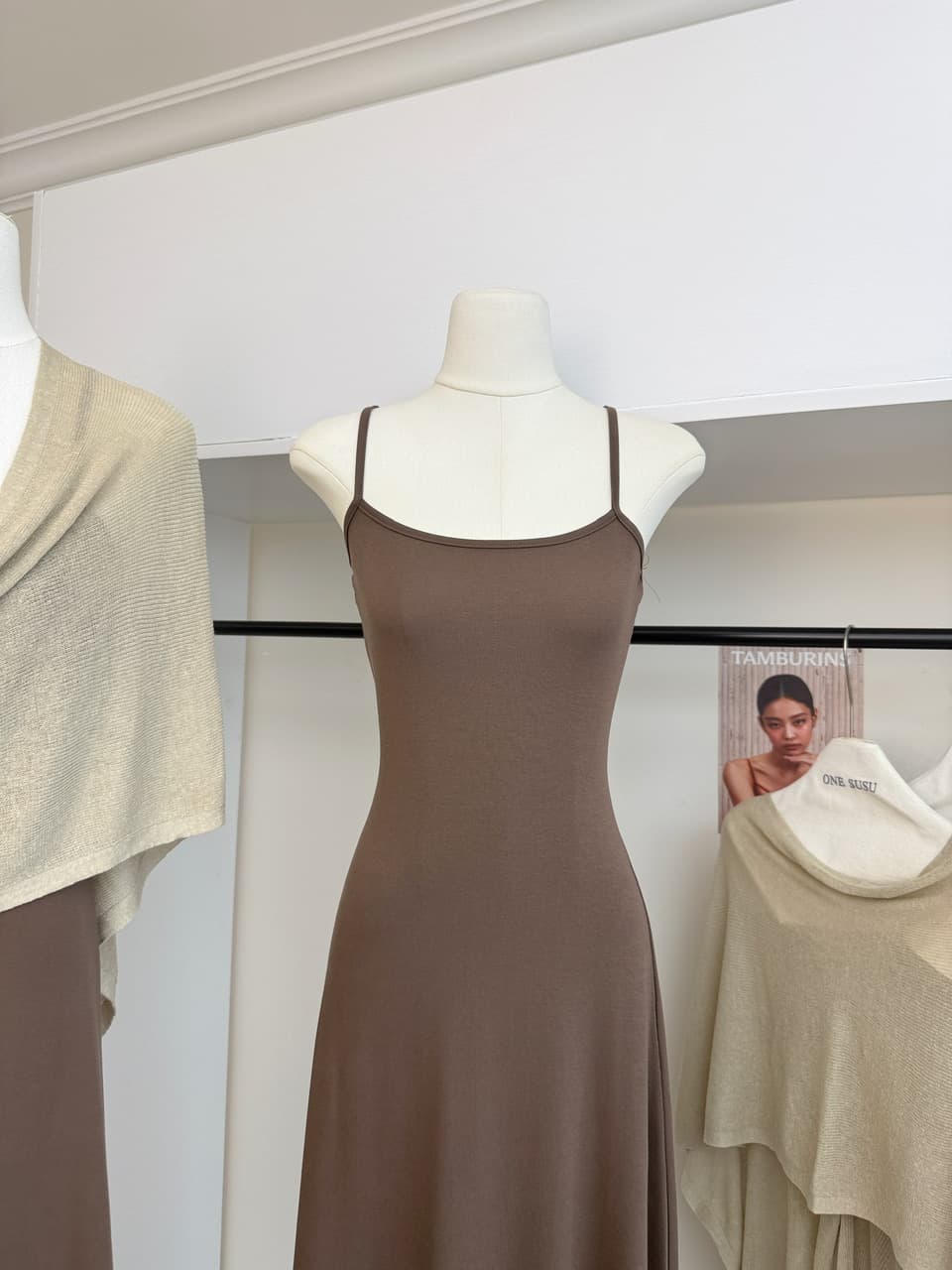 yolo shop 한 부서 느긋한 부드러운 품격 세트 아마 얇은 스타일 숄 몸매 가꾸기 허리 수축 슬립 드레스 상세 이미지 9