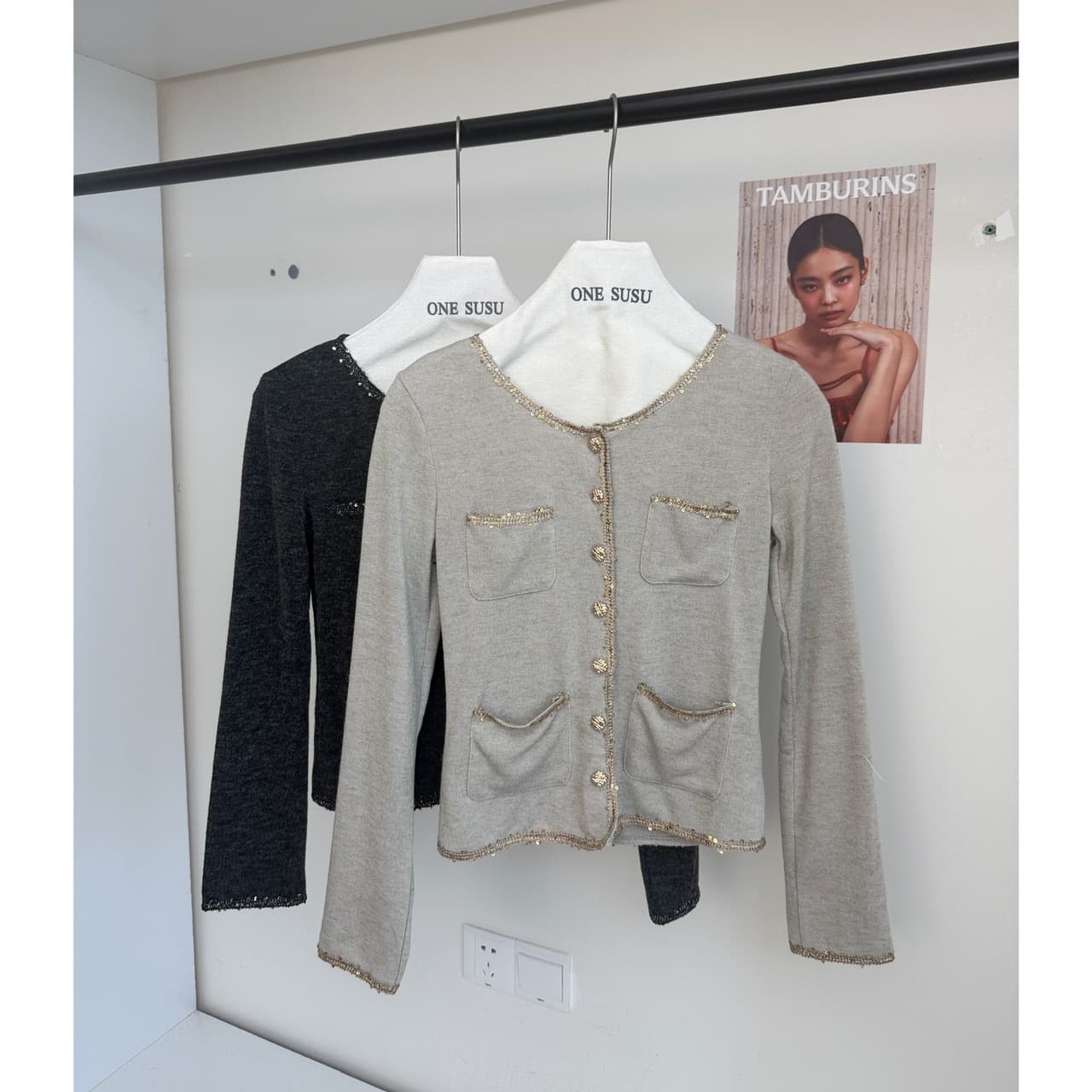 skk store paris 높음 세트 패션 위크 260g 레트로 천 골드 샤오시엔 재킷 절묘한 분장 ~ 중 느슨함 이미지 6