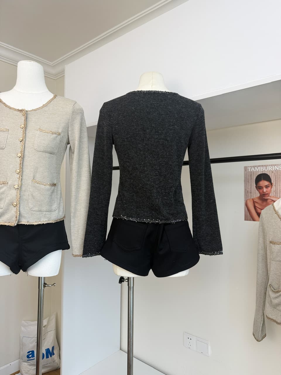 skk store paris 높음 세트 패션 위크 260g 레트로 천 골드 샤오시엔 재킷 절묘한 분장 ~ 중 느슨함 상세 이미지 7