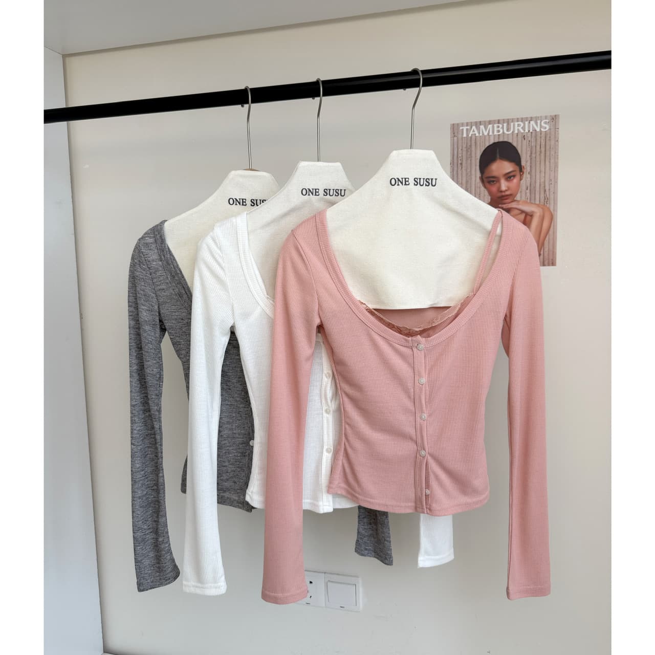 jmshop 한 여성 분위기 순수한 욕망 레이스 레이스 페이크 레이어드 맨위 여성 가을 긴팔 아세트산 니트 스웨터 이미지 6
