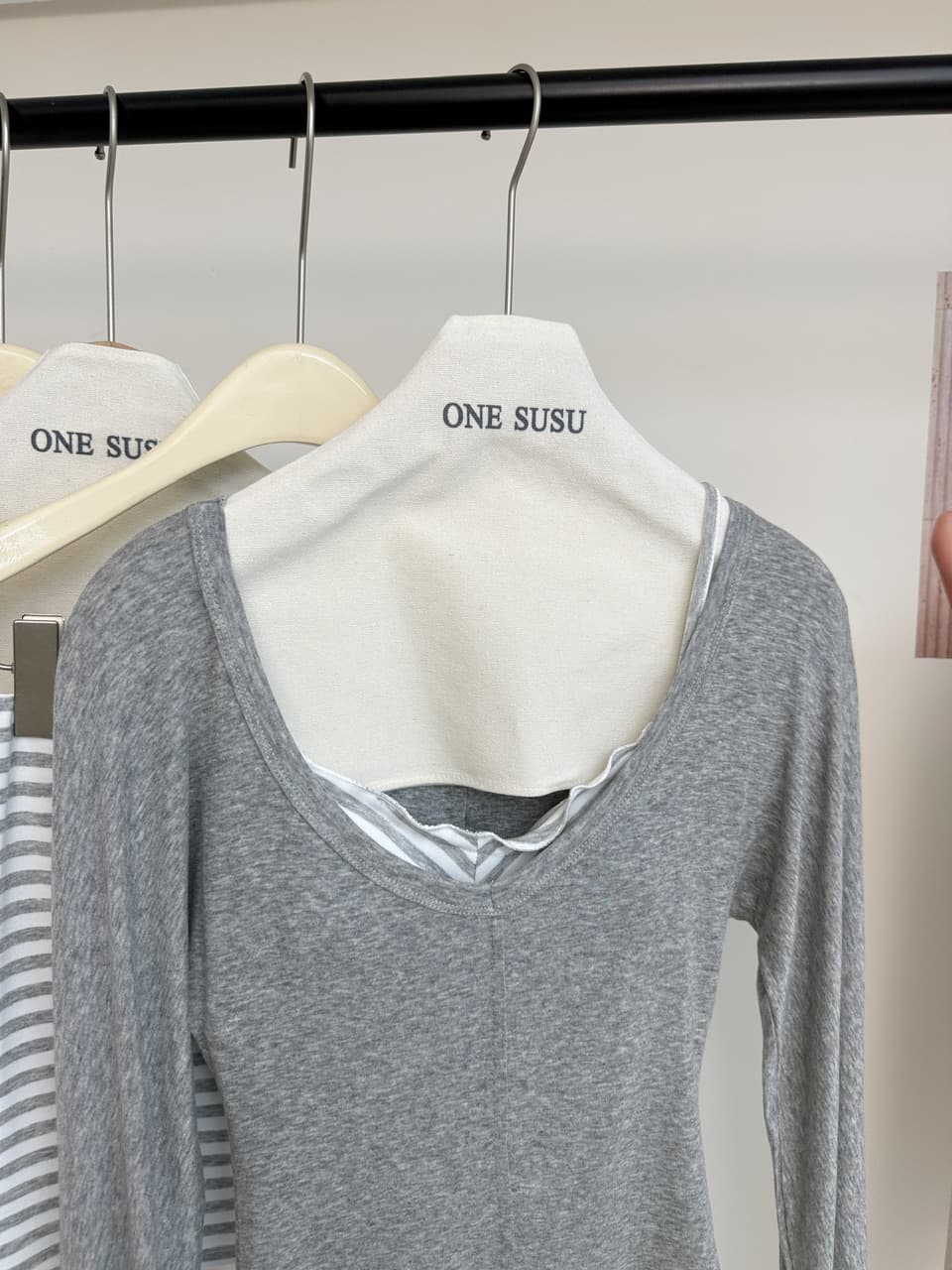 jmshop 원에서 look 스트라이프 니트 슬립 타이트 스커트 반신 스커트 주간 실크 양모 긴팔 티셔츠 3종 세트 상세 이미지 28