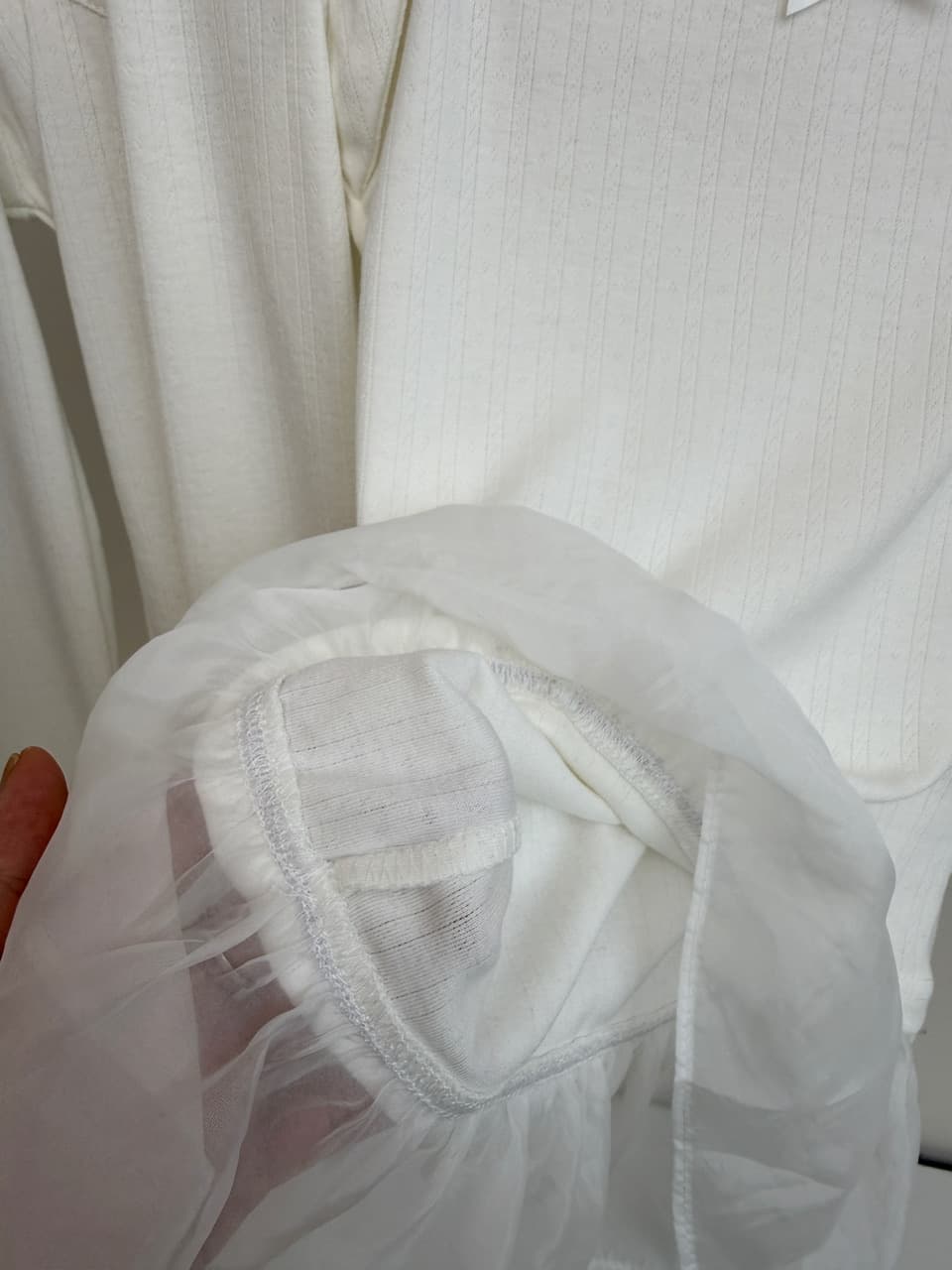ptonumi 달콤함 순수한 욕망 바람 연령 감소 레이스 조각 페이크 레이어드 긴팔 작은 셔츠 상세 이미지 11