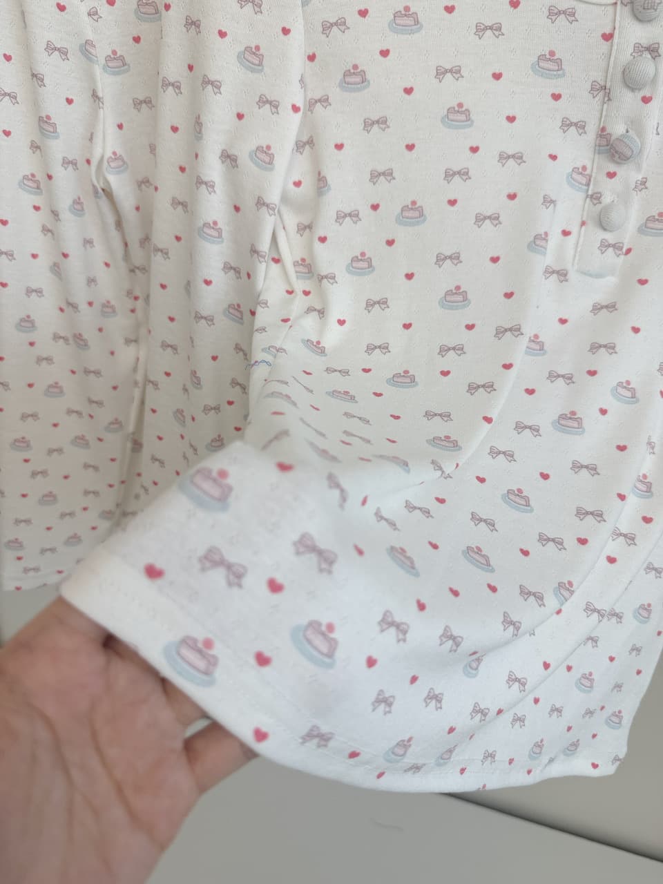 ptonumi baby 면 작은 케이크 한 부서 헨리 칼라 패키지 버클 8 점 소매 티셔츠 여성 이른 가을 인사이드 잡아라. 의류 상세 이미지 11