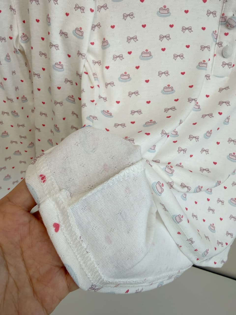 ptonumi baby 면 작은 케이크 한 부서 헨리 칼라 패키지 버클 8 점 소매 티셔츠 여성 이른 가을 인사이드 잡아라. 의류 상세 이미지 12