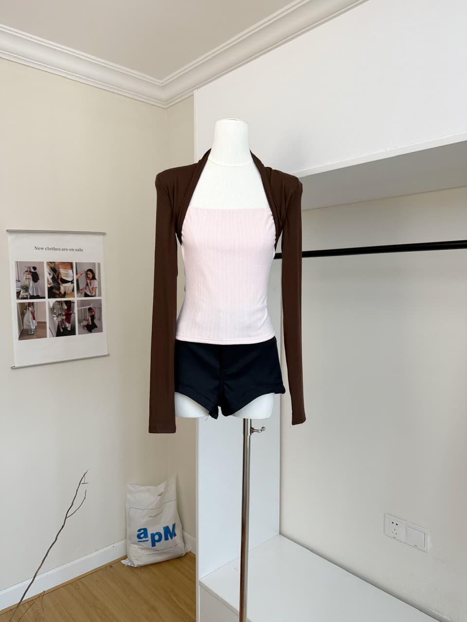 rpb brand 패치워크 배색 디자인 센스 몸매 가꾸기 긴팔 티셔츠 숄 튜브탑 기본 셔츠 항구 바람 레트로 맨위 상세 이미지 4