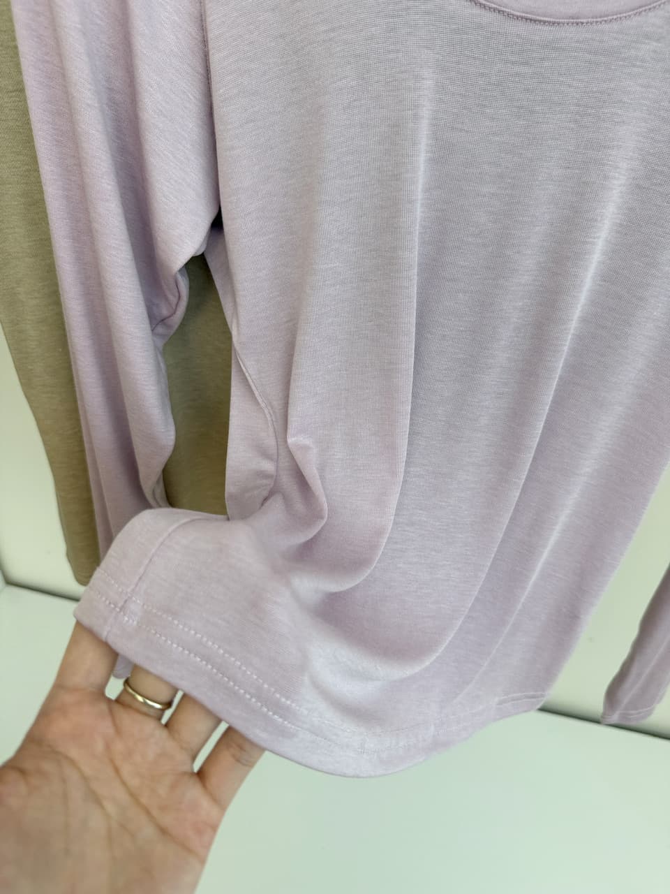 yookson 부드러운 부서 soft 한 여성 편안함 법 제 티안 실크 양모 슬림해 보이는 맨위 얇은 스타일 긴팔 티셔츠 슬립 상세 이미지 22
