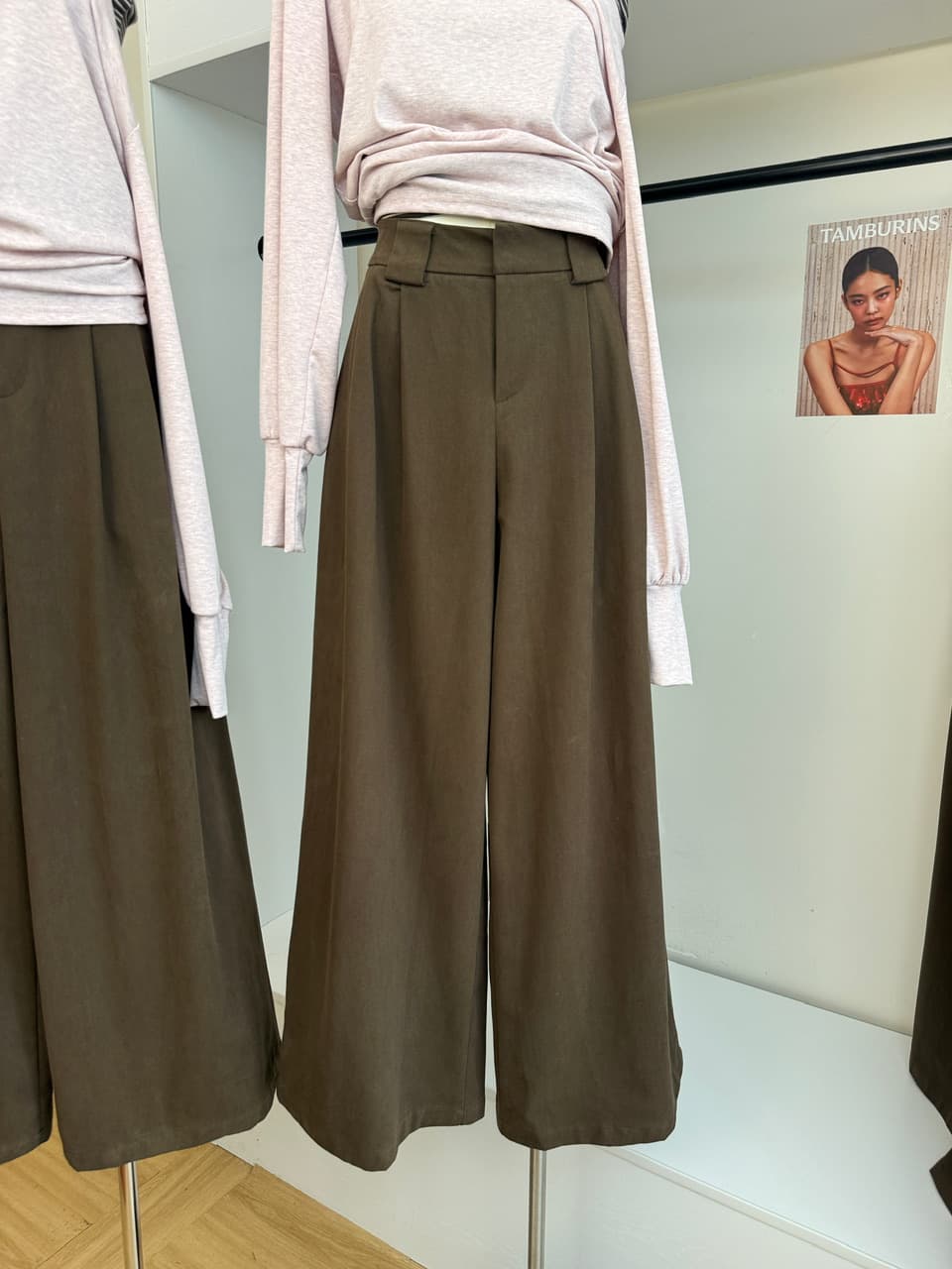 송 긍정적 인 En 커피 색상 워시 물 면 플리츠 스트레이트 캐주얼 바지 여성 가을 하이웨이스트 한 부서 착용 가져 가라. 루즈핏 와이드 레그 팬츠 어린이 이미지 5