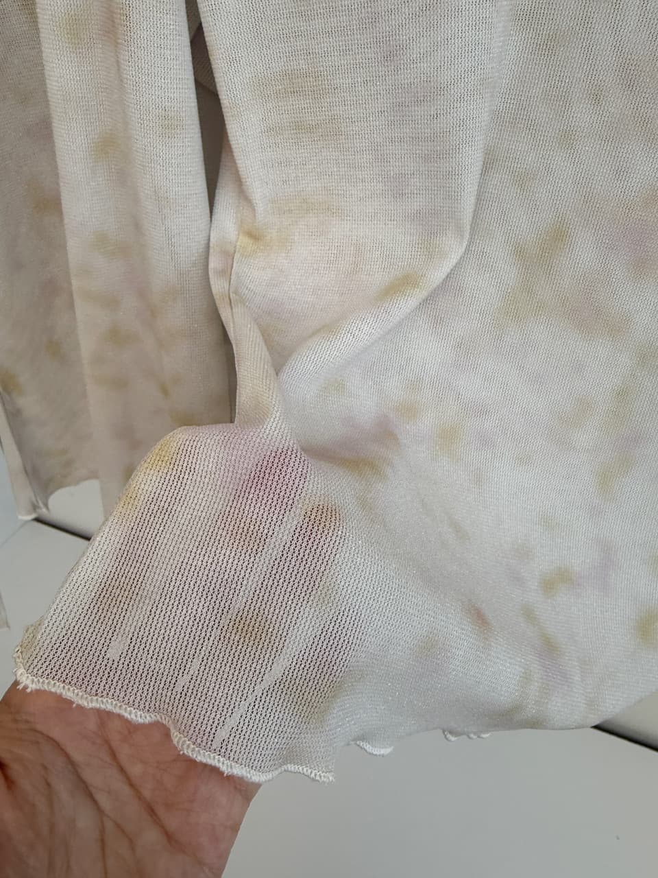 감사합니다. 아니요 고기 프릴 라운드 넥 홀치기 염색 꽃무늬 사실 두 조각 긴팔 티셔츠 여성 가을 캐주얼 슬림해 보이는 패션 맨위 상세 이미지 15
