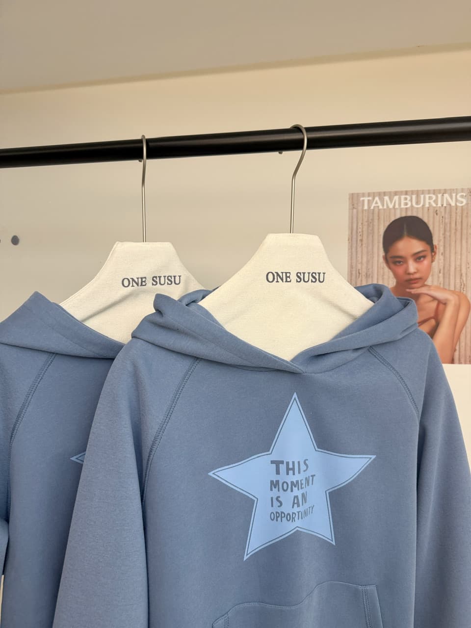 yookson vintage star 높음 그램 다시 하다 오래된 오각형 별 루즈핏 풀오버 후드 티 스웨터 여성 상세 이미지 9