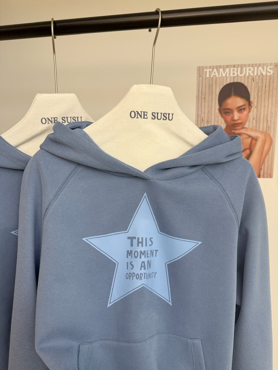 yookson vintage star 높음 그램 다시 하다 오래된 오각형 별 루즈핏 풀오버 후드 티 스웨터 여성 상세 이미지 11