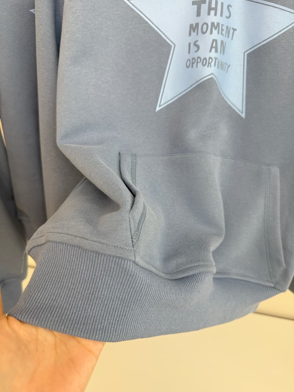 yookson vintage star 높음 그램 다시 하다 오래된 오각형 별 루즈핏 풀오버 후드 티 스웨터 여성 상세 이미지 13