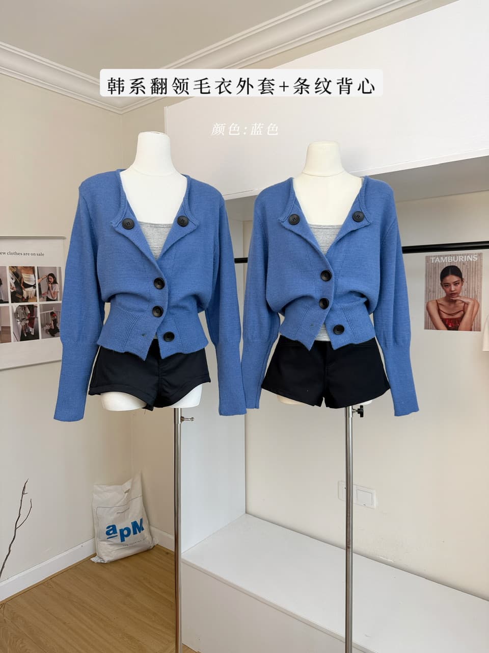 한 번 작은 짭짤한 한 부서 폴로 칼라 스웨터 여성 코트 가을 루즈핏 허리 수축 슬림해 보이는 품격 캐주얼 쇼트 스타일 니트 맨위 상세 이미지 1