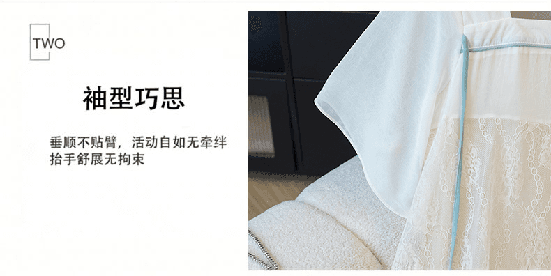 실사 여름 새로운 개선 한푸 무거운 작업 자수 레이스 루즈핏 빅 사이즈 드레스 상세 이미지 5