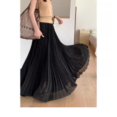 봄 여름 ootd 착용 가져 가라. 플리츠 스커트 반신 스커트 여성 쉬폰 A라인 스커트 2026 새로운 롱 코트 하이웨이스트 롱 코트 치마 이미지 4