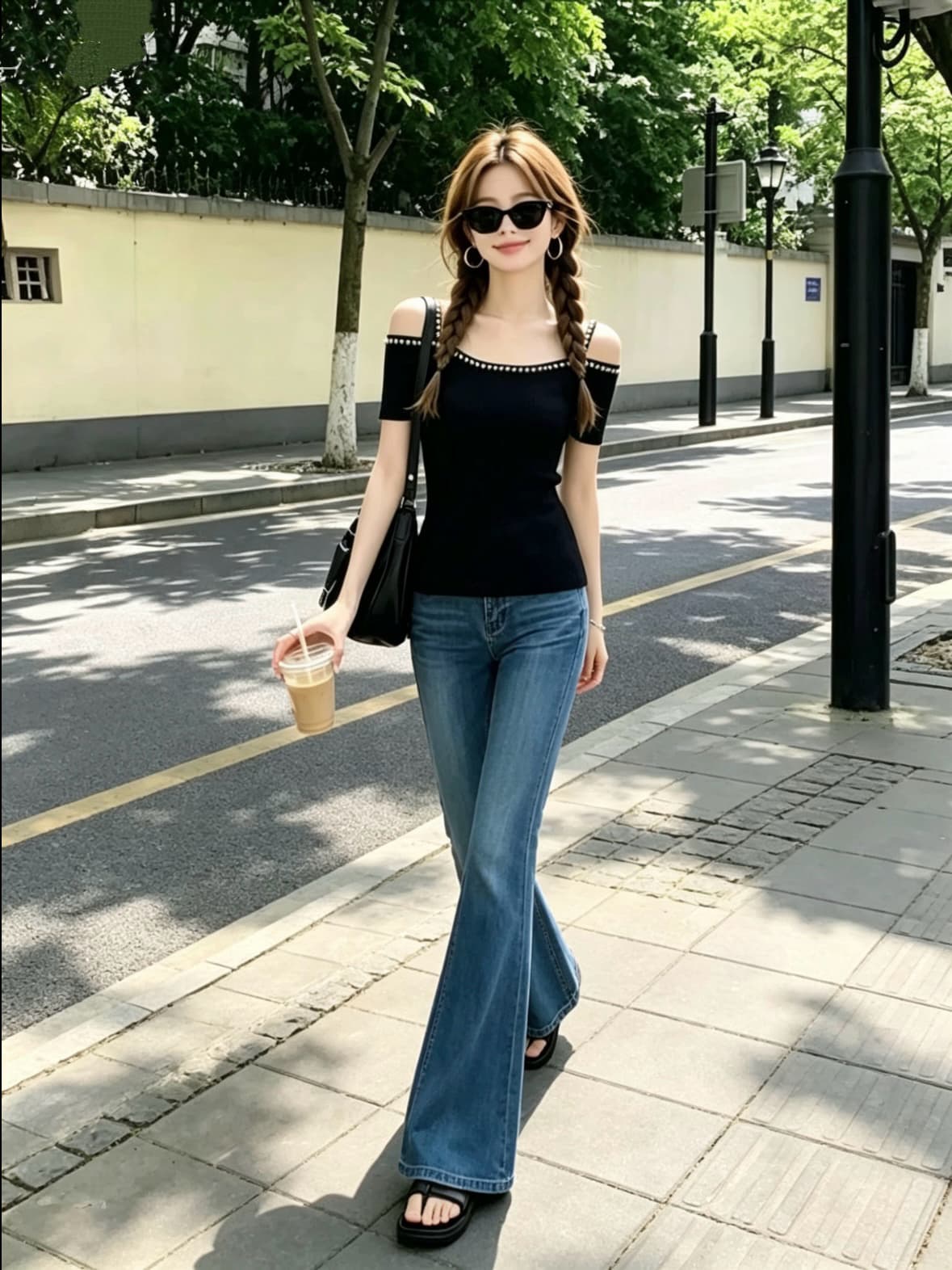 빛 요리 한 바람 오프숄더 진주 장식 반팔 니트 스웨터 여성 여름 작은 키 몸매 가꾸기 슬림해 보이는 오프숄더 맨위 t 상세 이미지 7