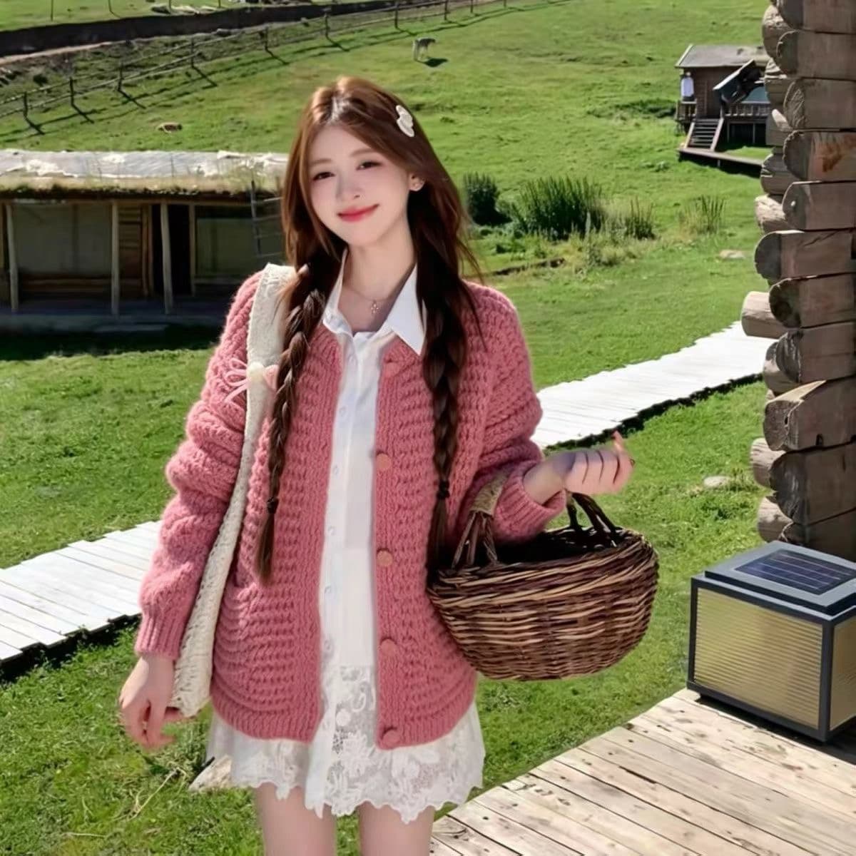 2026 년 가을 겨울 새로운 한 부서 부드러운 센스 센 부서 느긋한 바람 스웨터 여자 이미지 2