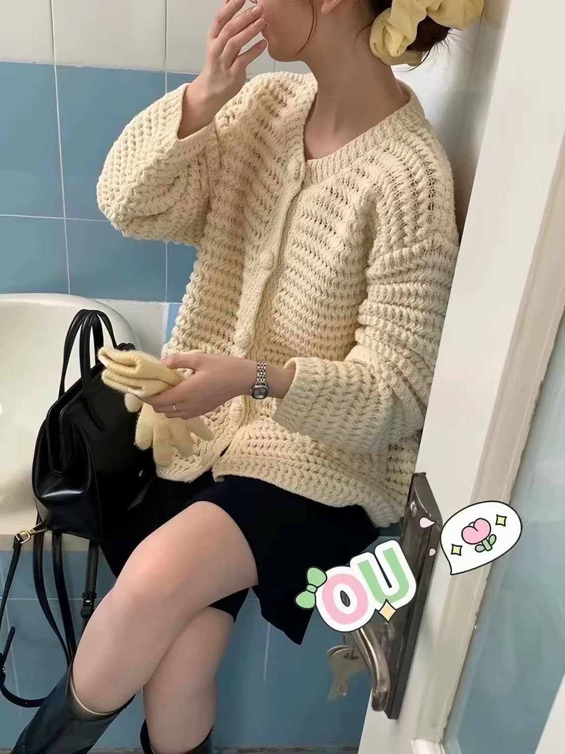 2026 년 가을 겨울 새로운 한 부서 부드러운 센스 센 부서 느긋한 바람 스웨터 여자 이미지 4