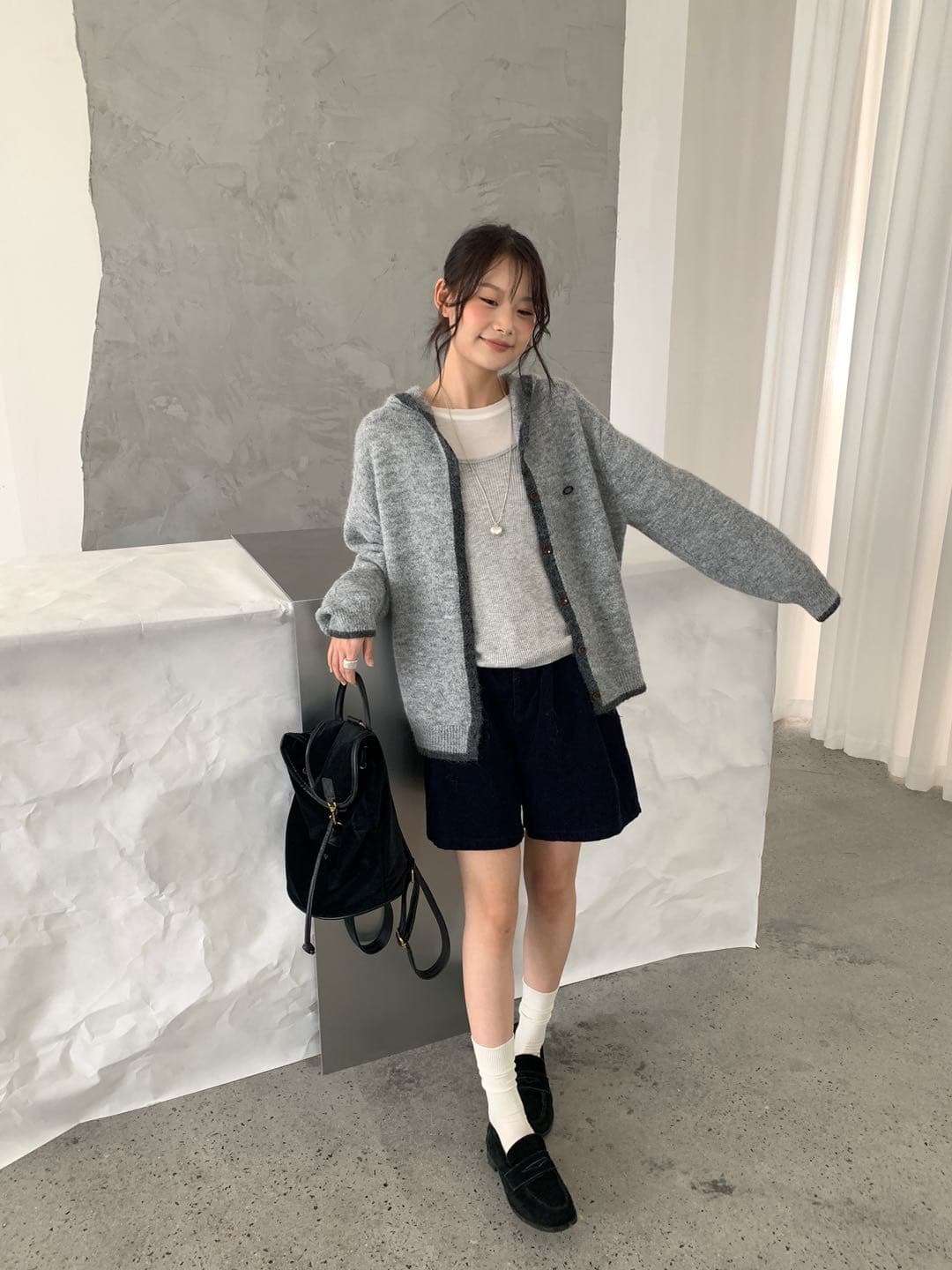 한 부서 착용 가져 가라. 후드 스웨터 여성 코트 가을 겨울 새로운 패션 다용도 루즈핏 느긋한 바람 니트 오픈 가디건 맨위 상세 이미지 13