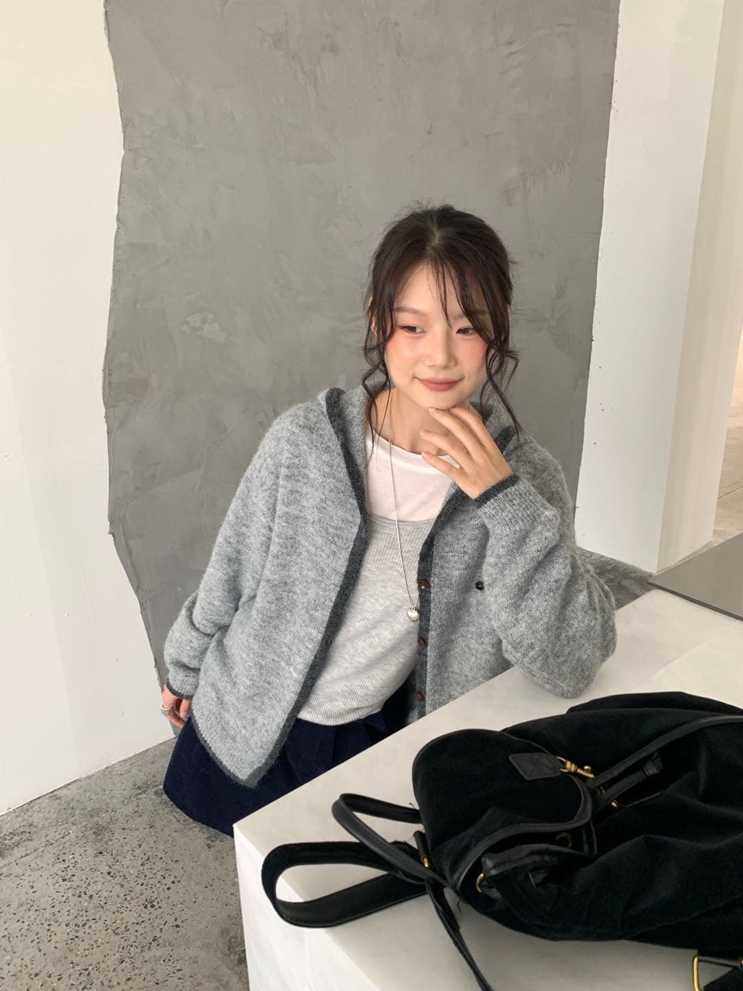 한 부서 착용 가져 가라. 후드 스웨터 여성 코트 가을 겨울 새로운 패션 다용도 루즈핏 느긋한 바람 니트 오픈 가디건 맨위 상세 이미지 16