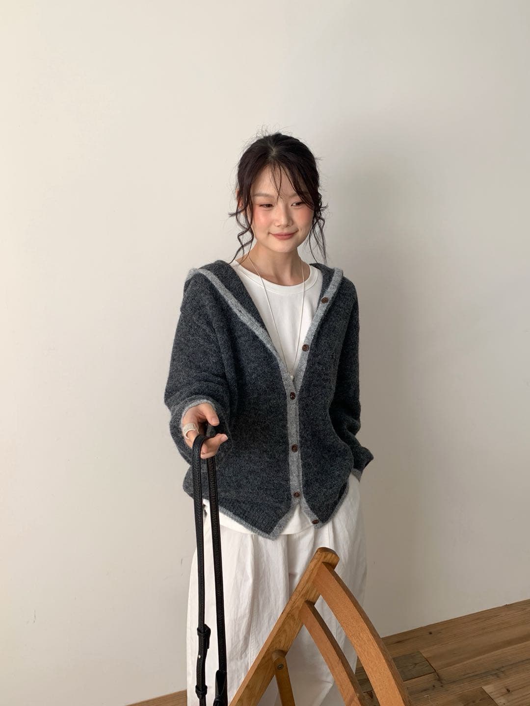 한 부서 착용 가져 가라. 후드 스웨터 여성 코트 가을 겨울 새로운 패션 다용도 루즈핏 느긋한 바람 니트 오픈 가디건 맨위 상세 이미지 18