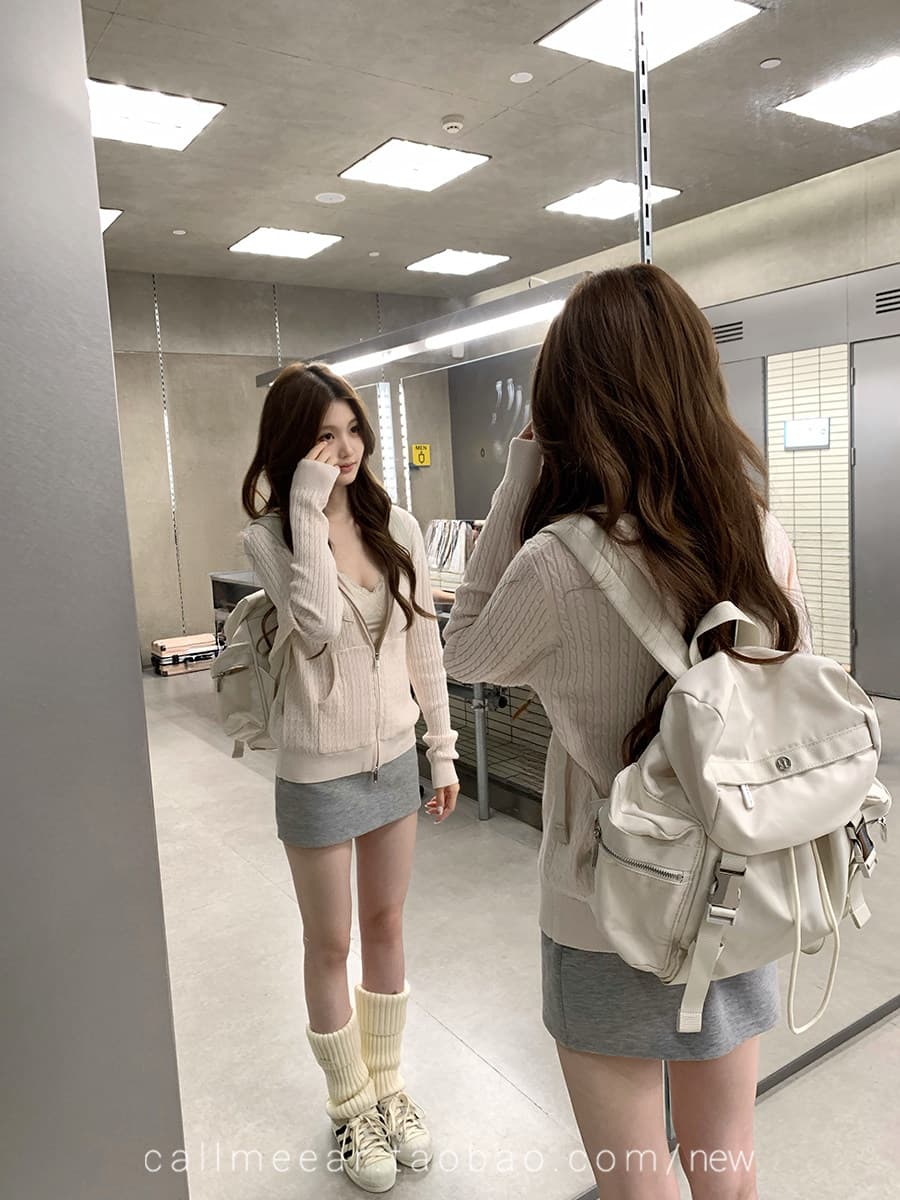 후드 꽈배기 모직물 오픈 가디건 오픈 가디건 여성 조기 가을 루즈핏 지퍼 스웨터 코트 상세 이미지 39