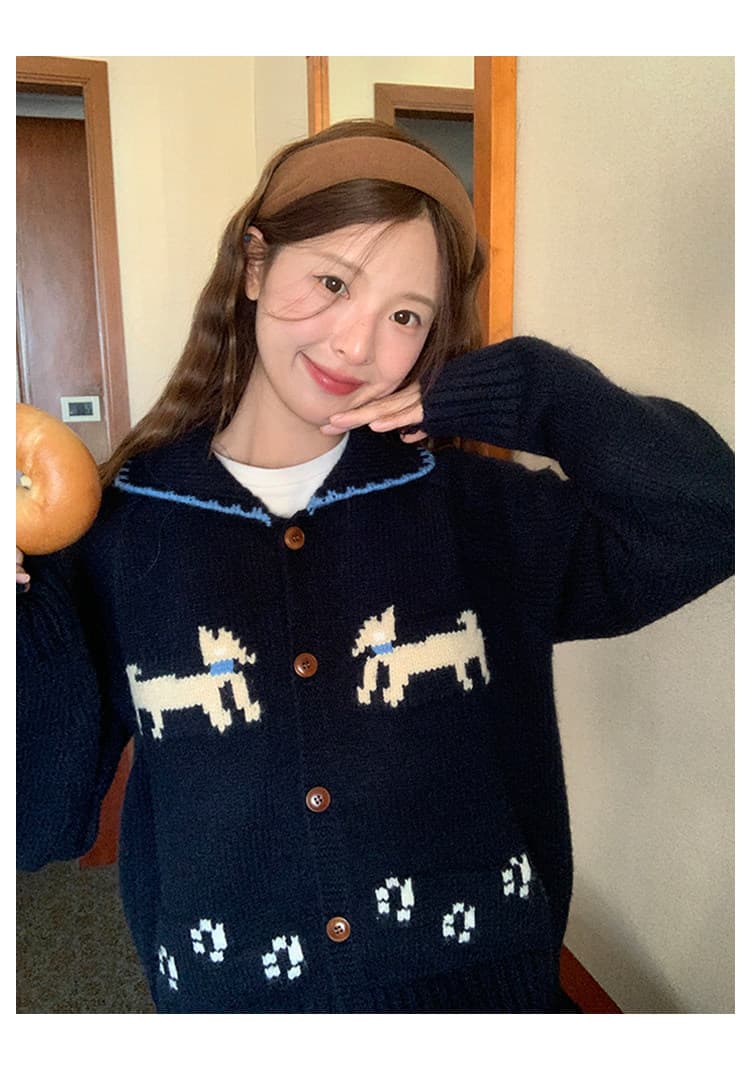 강아지 부드러운 찹쌀 스웨터 오픈 가디건 2026 가을 레트로 루즈핏 슬림해 보이는 다용도 느긋한 바람 맨위 여성 상세 이미지 1
