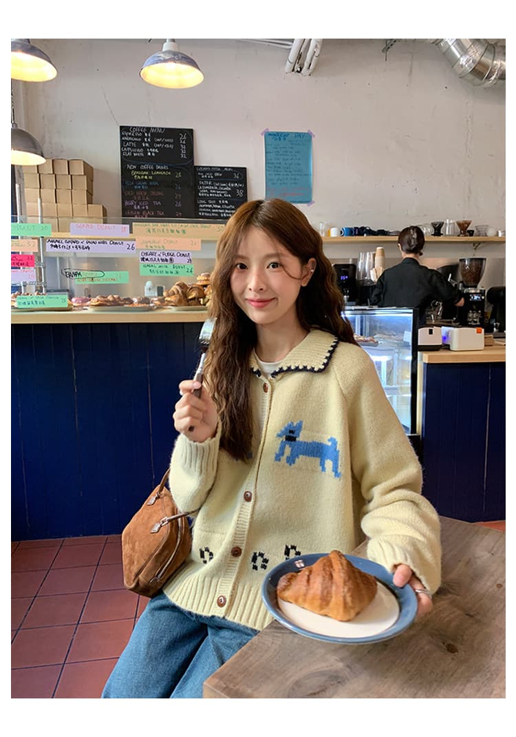 강아지 부드러운 찹쌀 스웨터 오픈 가디건 2026 가을 레트로 루즈핏 슬림해 보이는 다용도 느긋한 바람 맨위 여성 상세 이미지 19