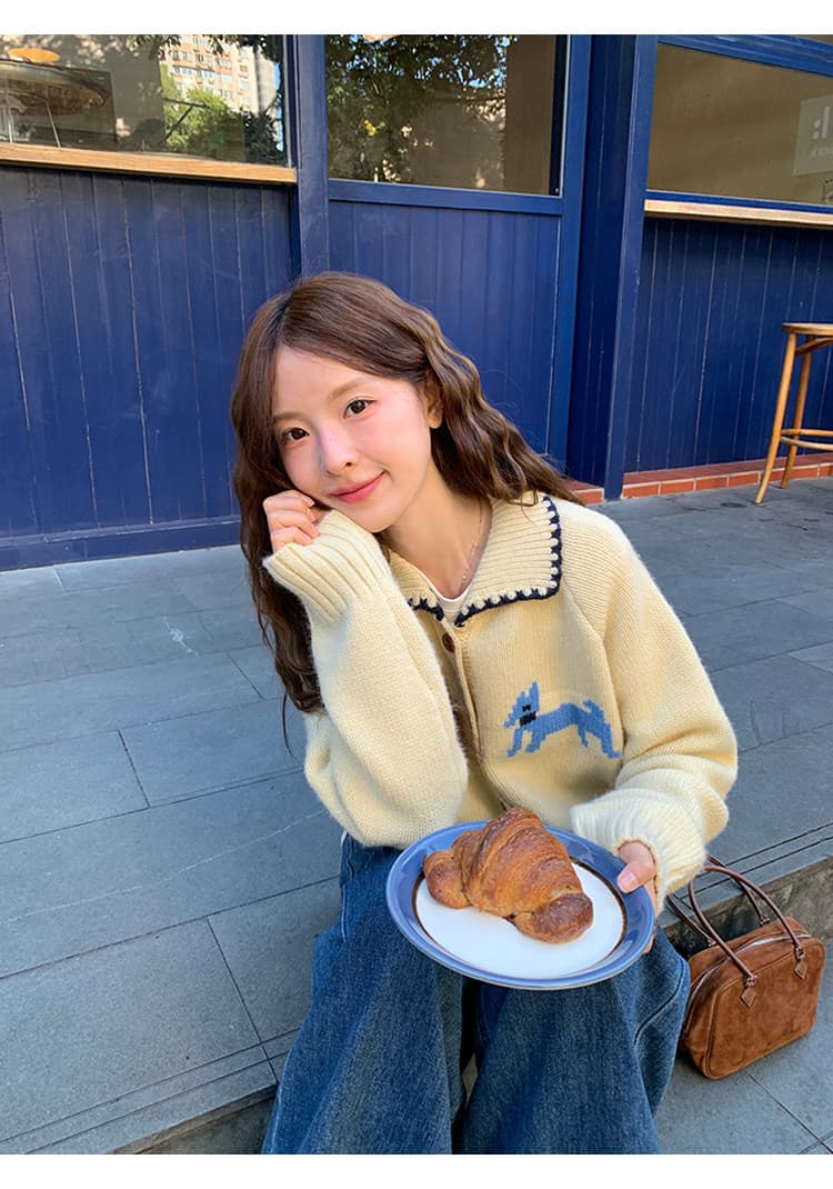 강아지 부드러운 찹쌀 스웨터 오픈 가디건 2026 가을 레트로 루즈핏 슬림해 보이는 다용도 느긋한 바람 맨위 여성 상세 이미지 29