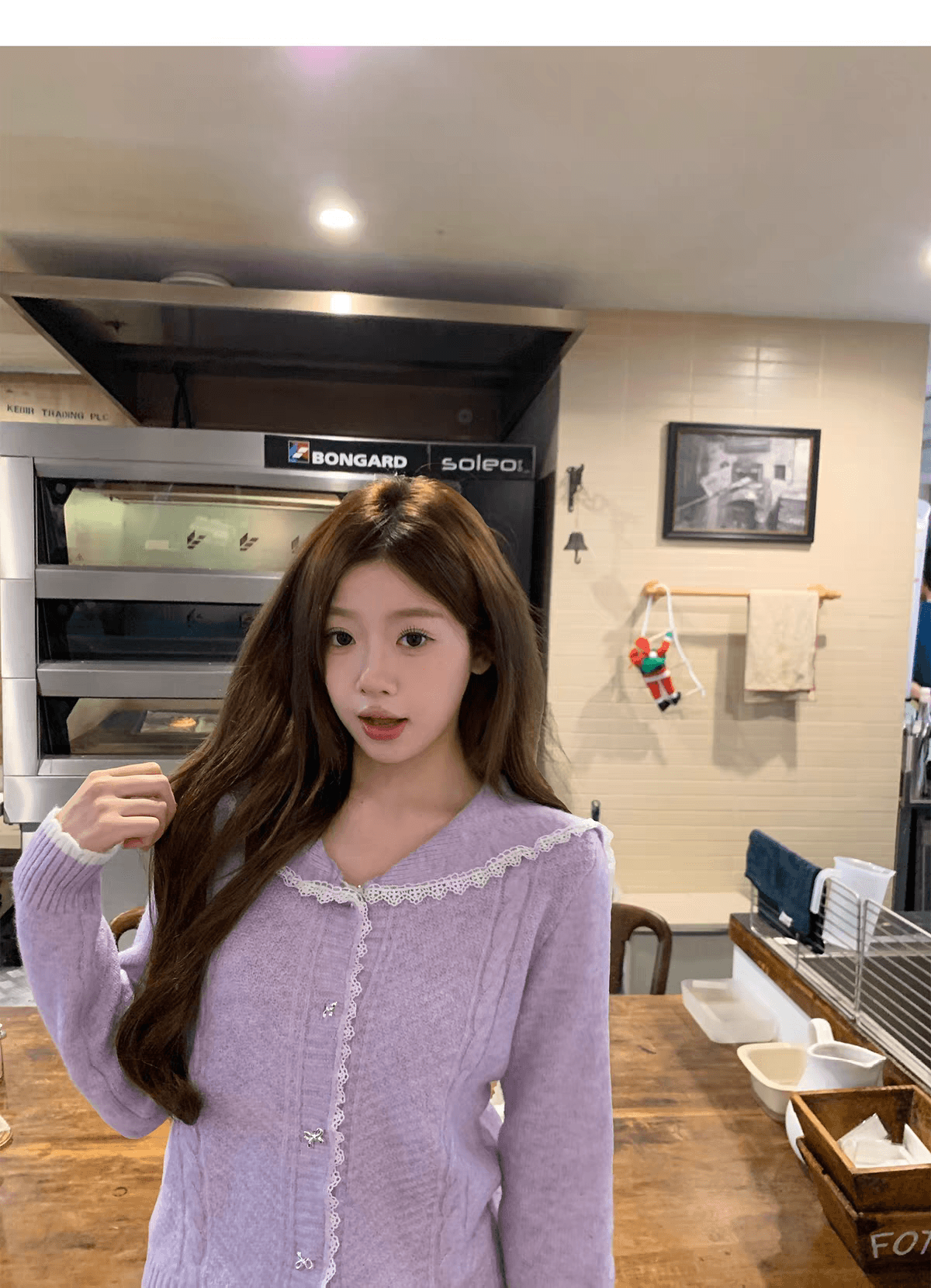 한 부서 레이스 조각 해군 칼라 스웨터 여자 가을 겨울 외국 가스 연령 감소 니트 스웨터 맨위 이미지 2