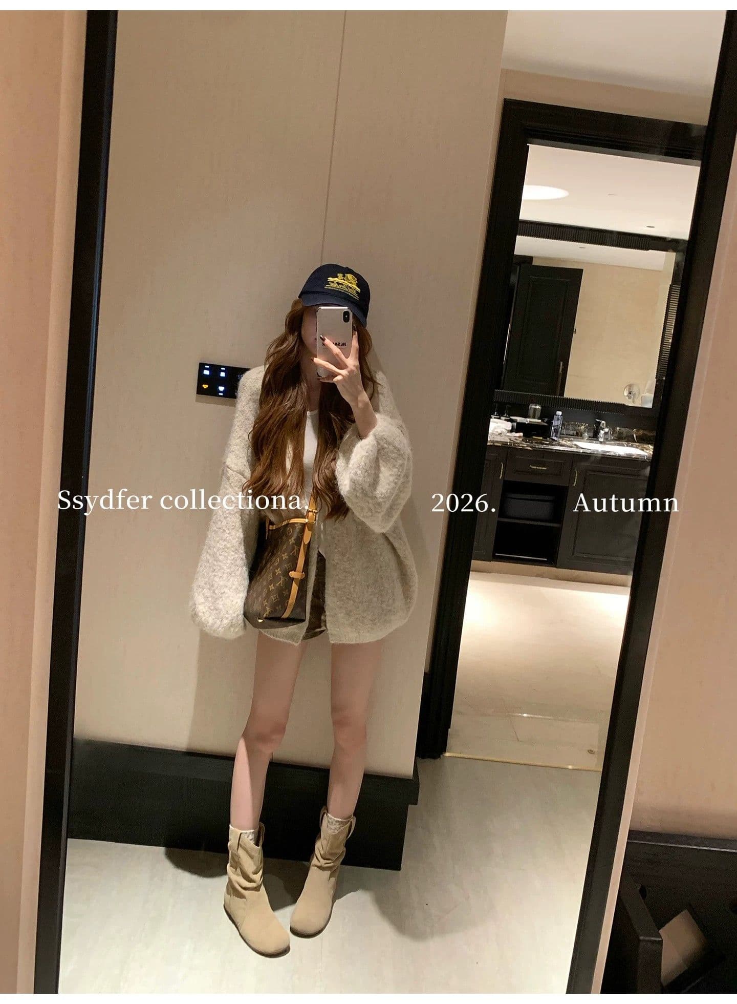 200 만 명 본 ~ 중 스웨터 코트 양모 혼방 니트 오픈 가디건 여성 디자인 센스 가을 상세 이미지 13