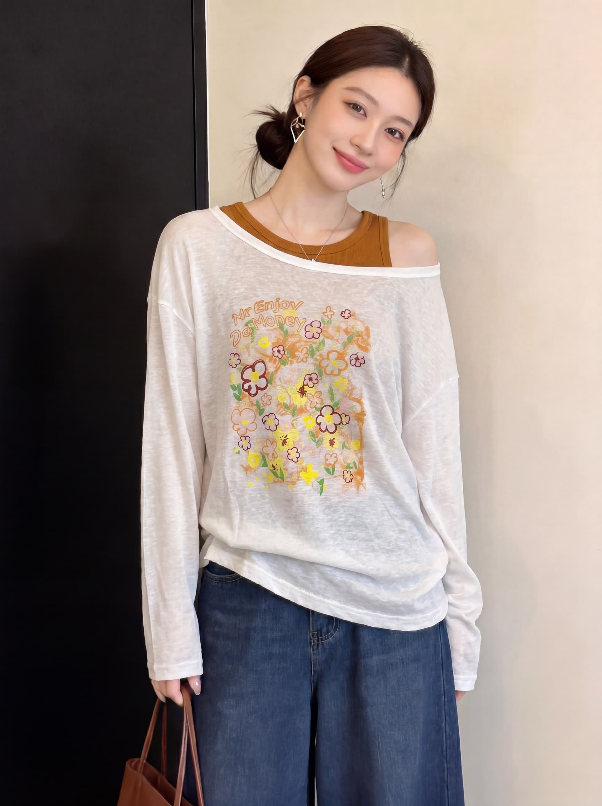 실사 빅 사이즈 새로운 디자인 센스 지방 mm 얼음 실크 Tulle 프린트 태양 보호 셔츠 여성 인사이드 가져 가라. 투피스 조끼 상세 이미지 3