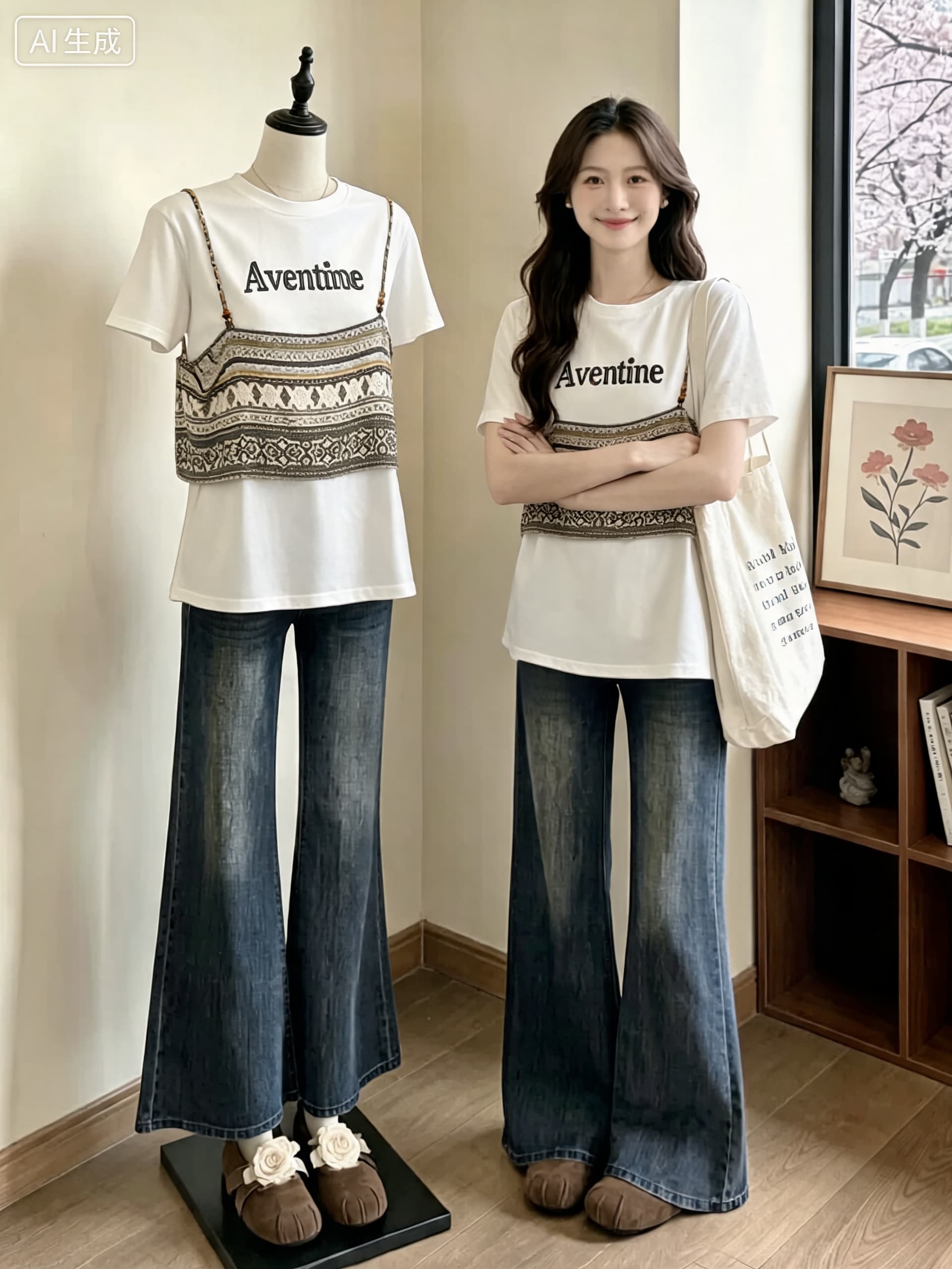 2026 새로운 작은 대중 패션 알파벳 프린트 페이크 레이어드 반팔 티셔츠 여성 다용도 슬림해 보이는 디자인 센스 여성 셔츠 상세 이미지 3