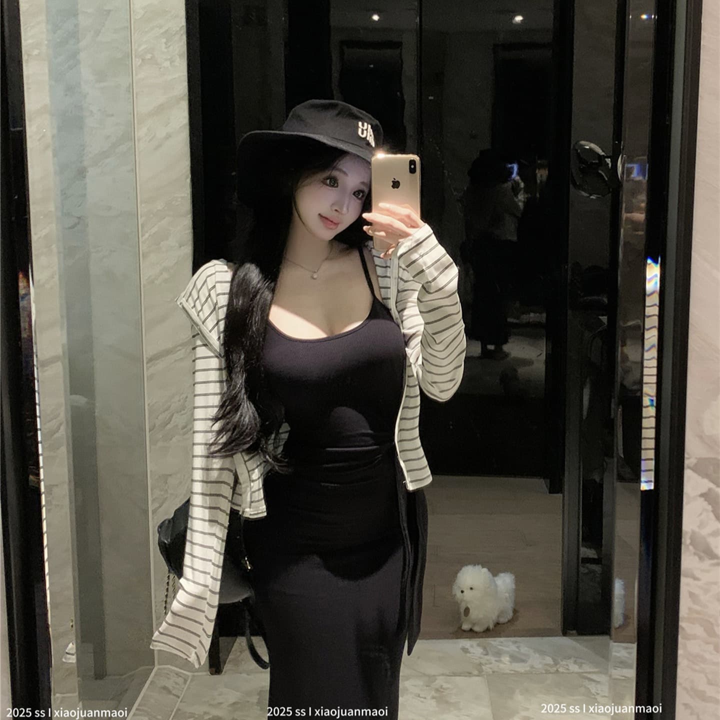 실사 이른 가을 스키니 종이 사람들 비틀림 스트랩 슬립 드레스 여성 가을철 실크 긴팔 자외선 차단 오픈 가디건 이미지 5