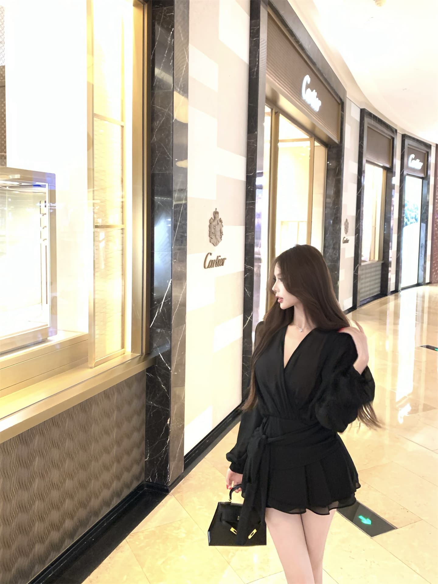 실사 이른 가을 프랑스식 리본 쉬폰 긴팔 여성 드레스 품격 허리 수축 한 마디 미니 스커트 자이언트 잘 생긴 치마 상세 이미지 11