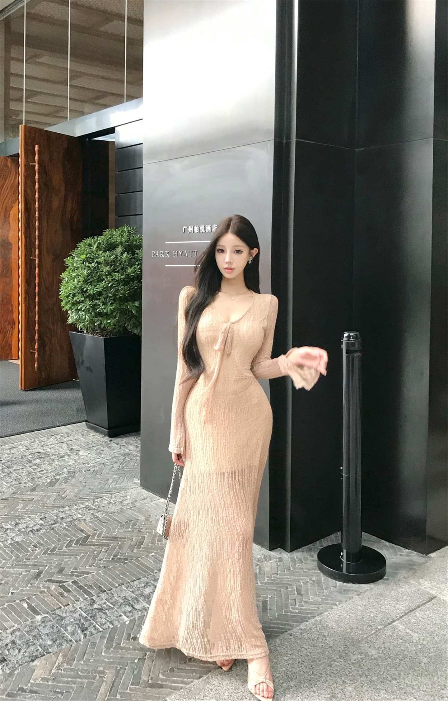 실사 이른 가을 어렴풋이 나타나면 ~ 중 미적 감각 드레스 레이스 레이스업 여성 레트로 분위기 긴팔 프랑스식 롱 스커트