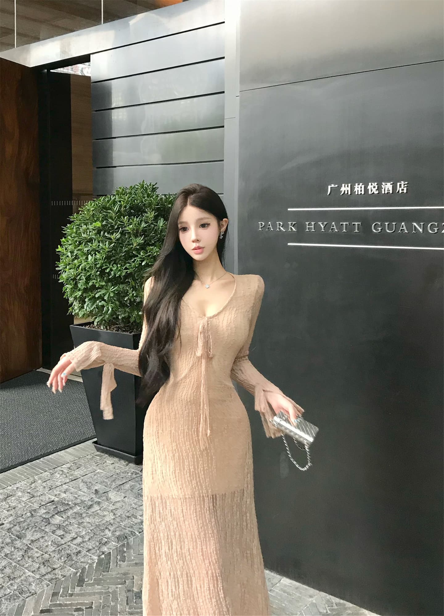 실사 이른 가을 어렴풋이 나타나면 ~ 중 미적 감각 드레스 레이스 레이스업 여성 레트로 분위기 긴팔 프랑스식 롱 스커트 이미지 3