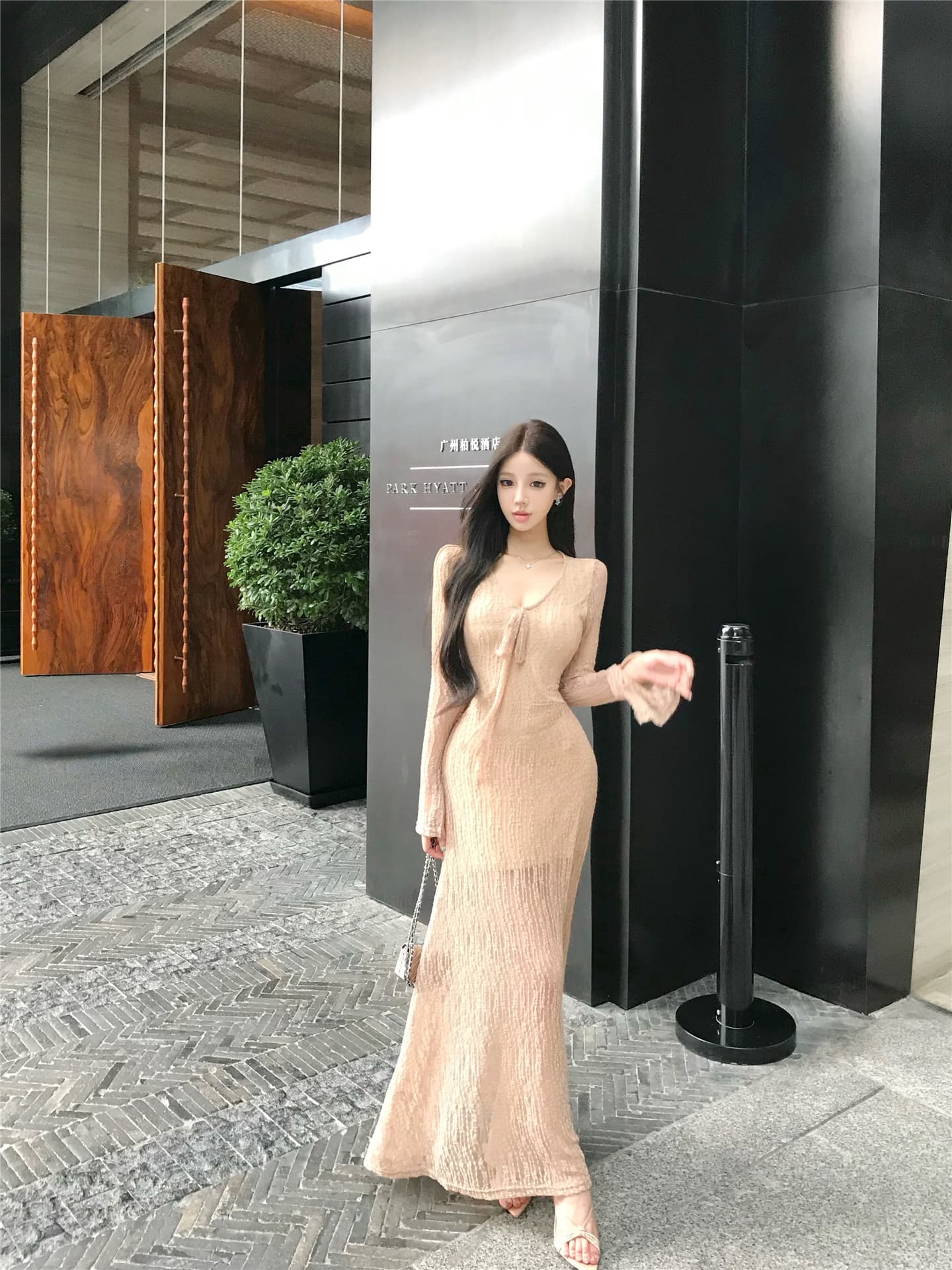 실사 이른 가을 어렴풋이 나타나면 ~ 중 미적 감각 드레스 레이스 레이스업 여성 레트로 분위기 긴팔 프랑스식 롱 스커트 상세 이미지 9
