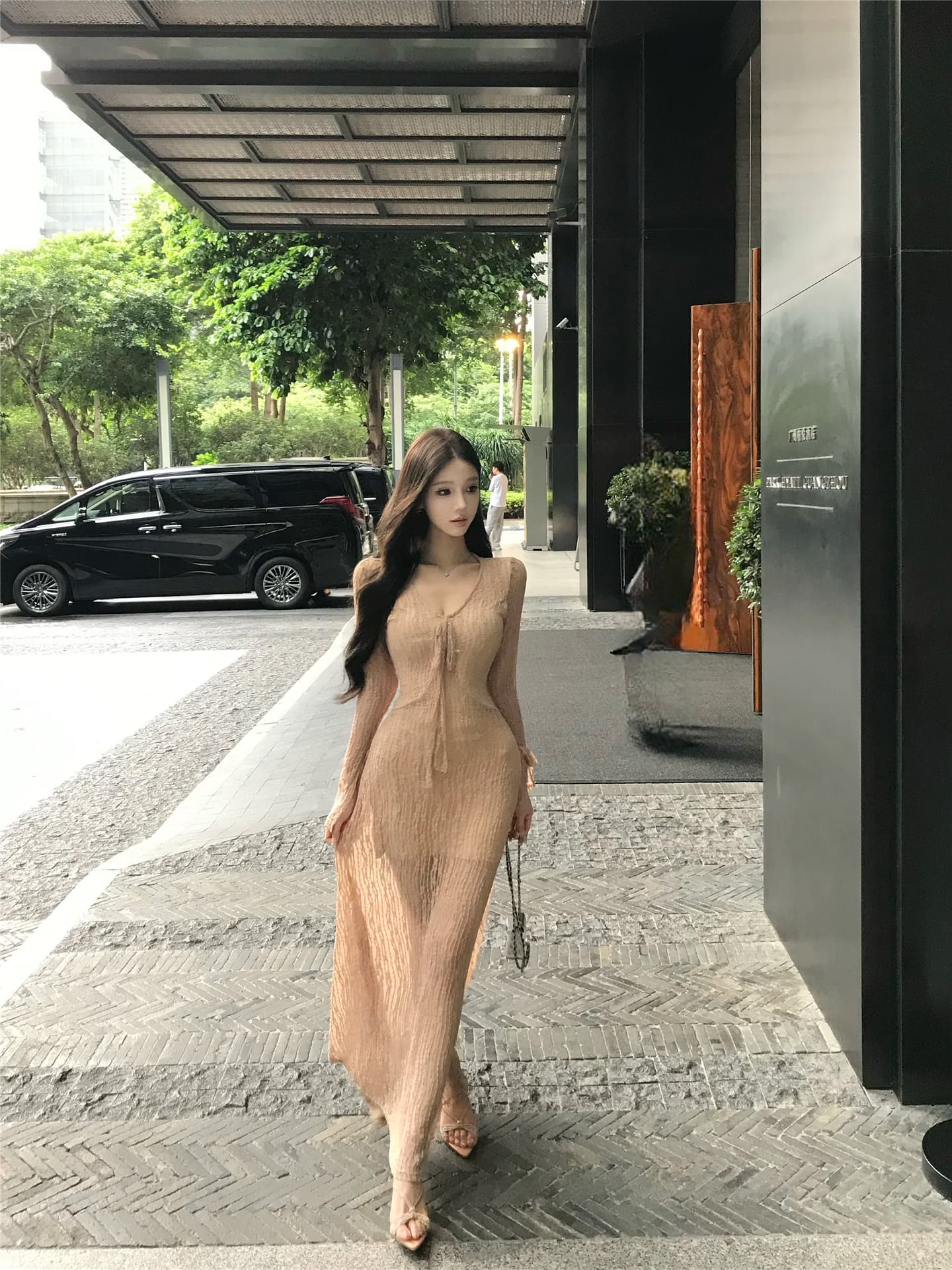 실사 이른 가을 어렴풋이 나타나면 ~ 중 미적 감각 드레스 레이스 레이스업 여성 레트로 분위기 긴팔 프랑스식 롱 스커트 상세 이미지 10