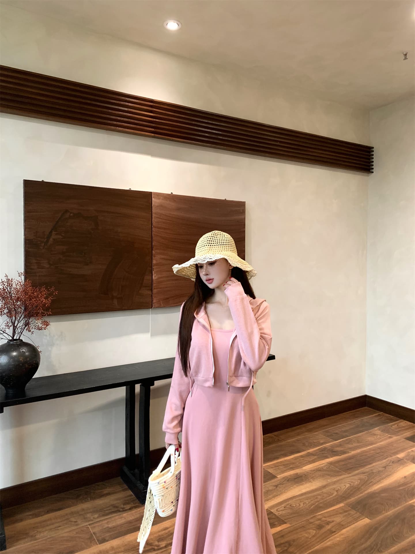 실사 이른 가을 순수한 욕망 u 칼라 몸매 가꾸기 허리 수축 단색 슬립 드레스 디자인 센스 지퍼 오픈 가디건 여성 코트 상세 이미지 5
