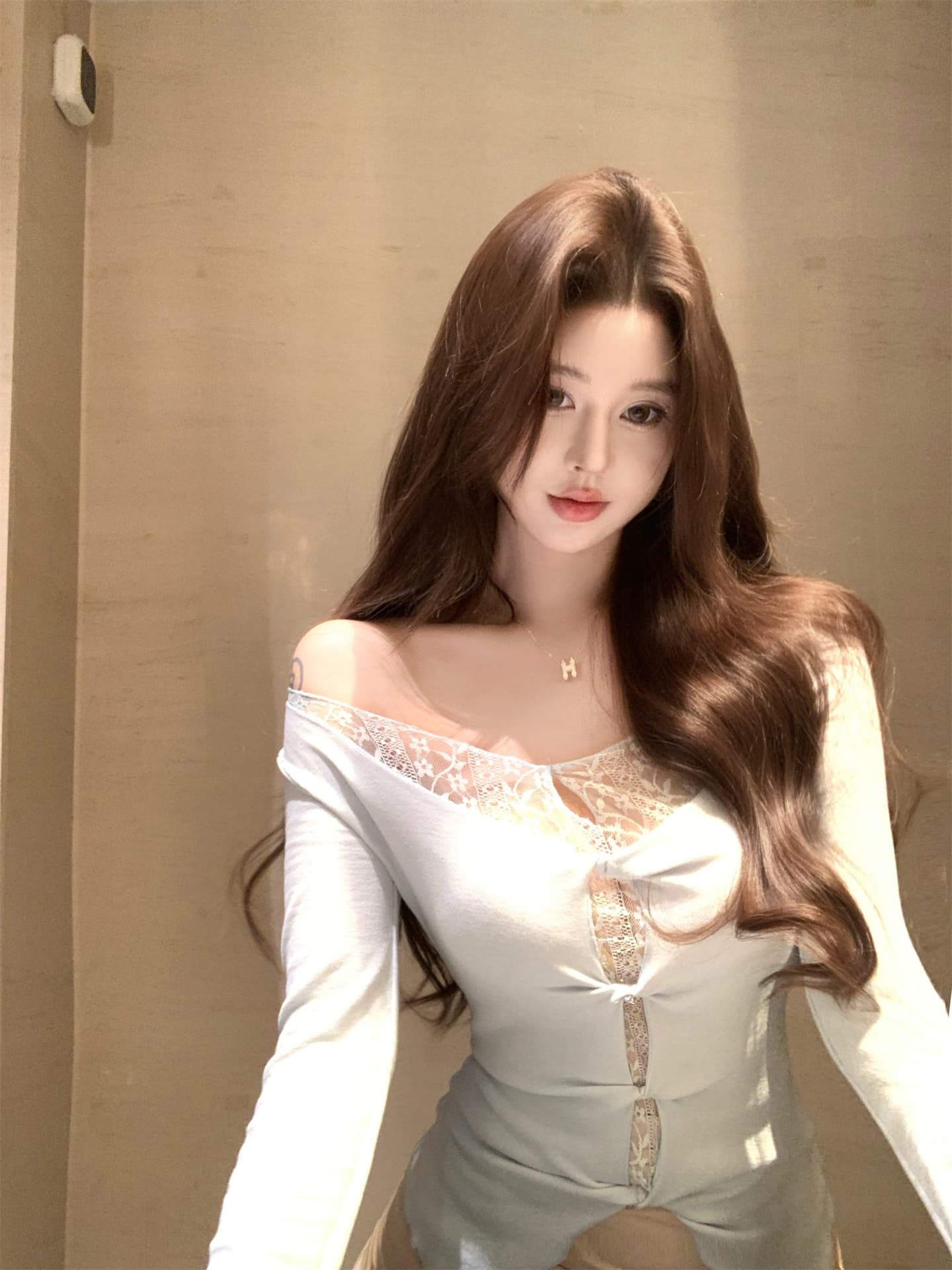 실사 이른 봄 달콤한 욕망 한 여성 레이스 조각 페이크 레이어드 허리 수축 명문 여성 바람 니트 맨위 여성 3 색 상세 이미지 12