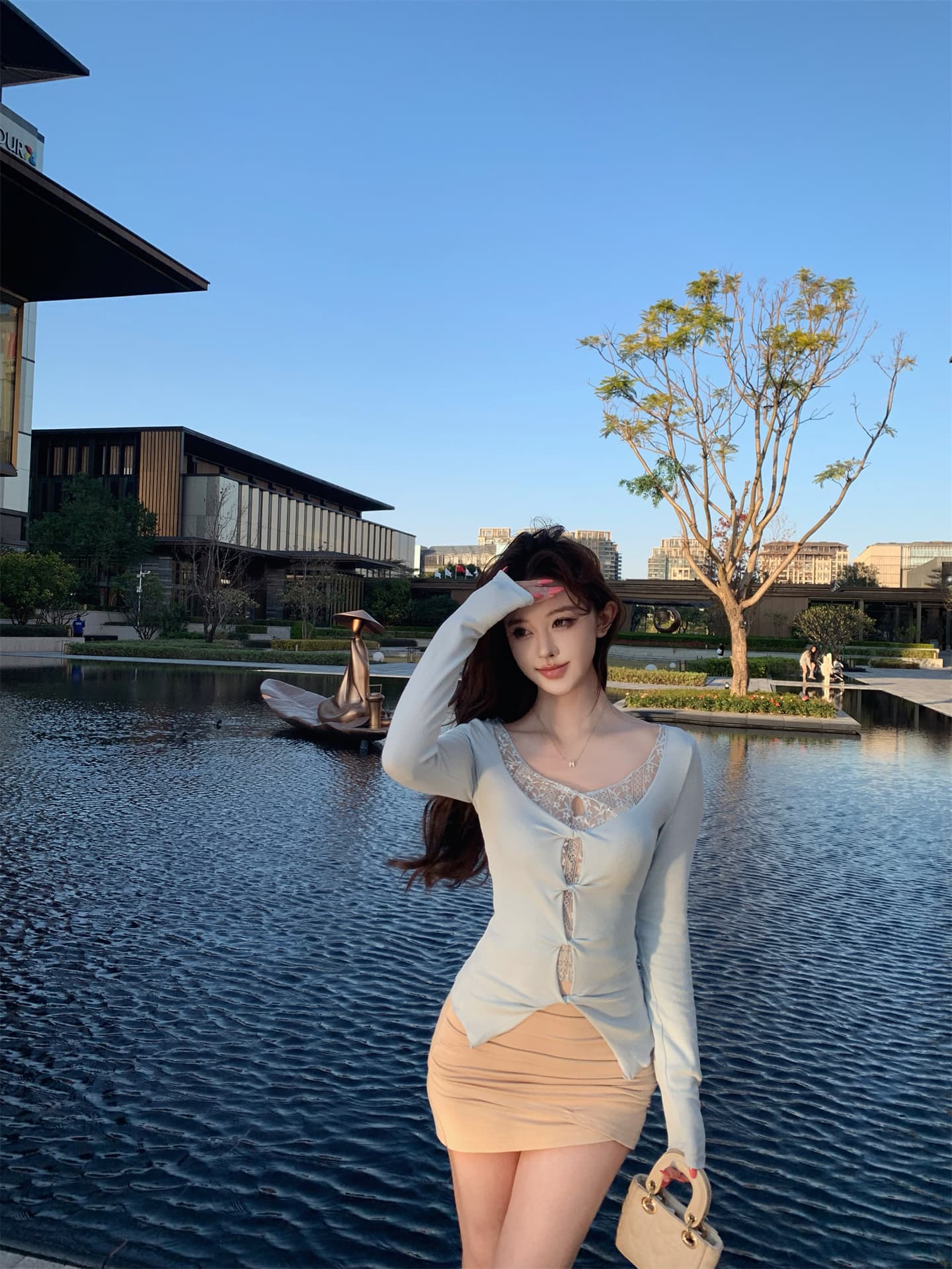 실사 이른 봄 달콤한 욕망 한 여성 레이스 조각 페이크 레이어드 허리 수축 명문 여성 바람 니트 맨위 여성 3 색 상세 이미지 13