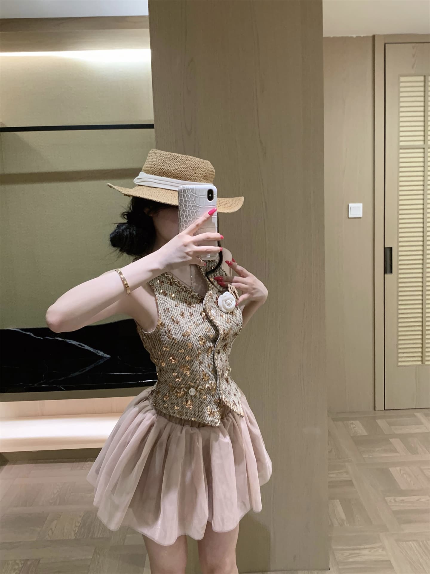 실사 프랑스식 레트로 품격 작은 샤넬 스타일 세트 드레스 여성 고급 센스 베스트 조끼 반신 스커트 투피스 세트 상세 이미지 3