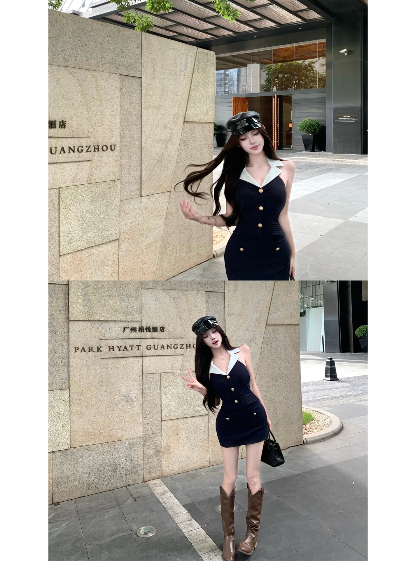 실사 중년 향기로운 향 고유 한 골드 버클 샤오시엔 행침 목 캐미솔 타이트 스커트 반 스커트 투피스 슈트 여성 상세 이미지 8