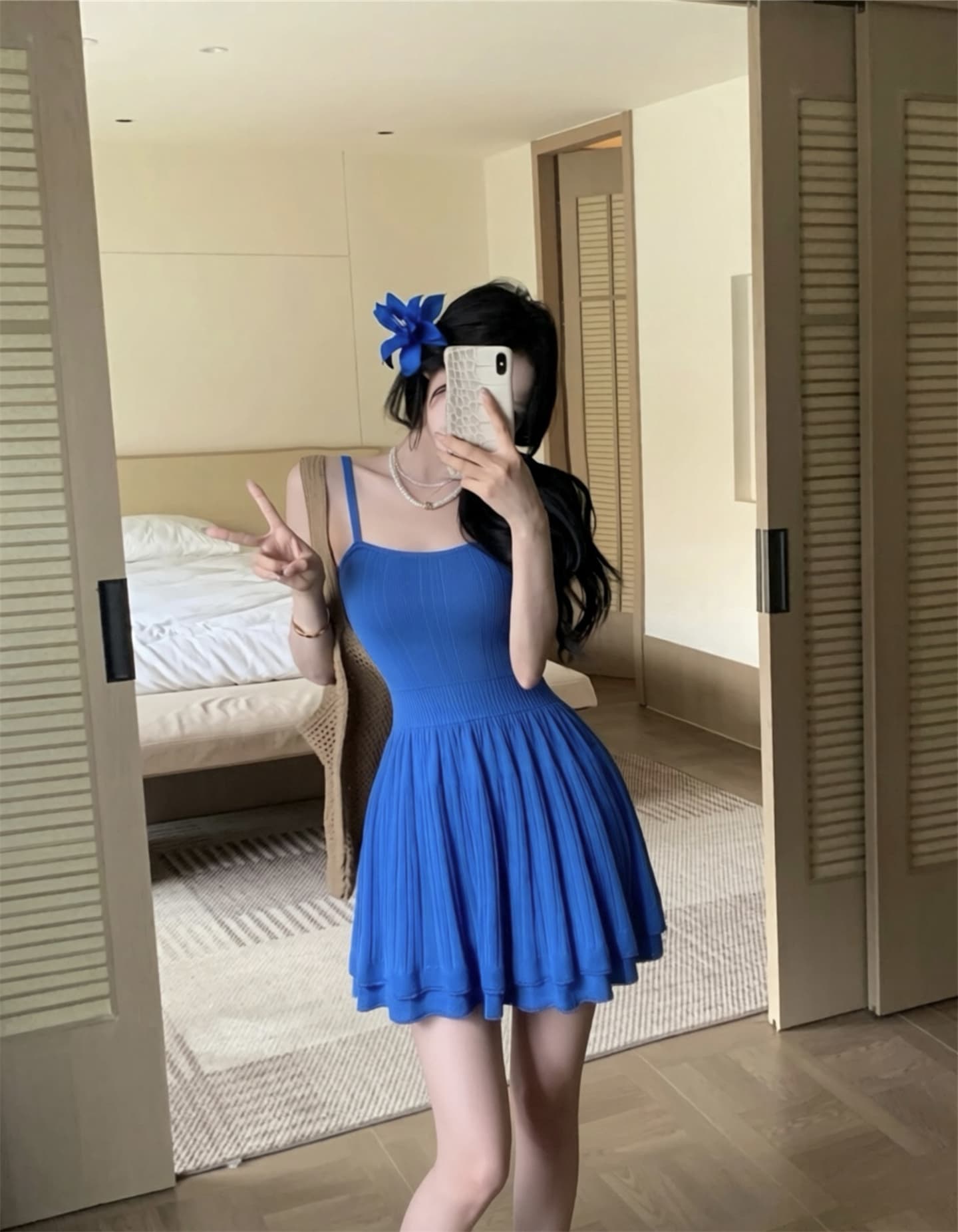 실사 새로운 지중해 정원 높음 폭탄 디스플레이 화이트 디스플레이 높음 모직물 패치워크 슬립 여성 드레스 상세 이미지 5