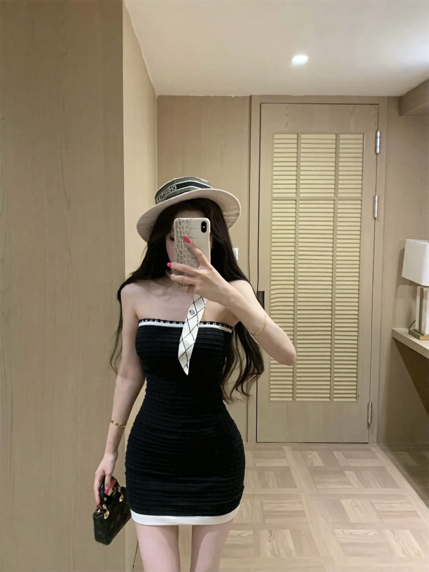 실사 새로운 레트로 Jiao 예쁜 샤오시엔 튜브탑 니트 순수한 욕망 타이트 스커트 여성 드레스 가치가 없다. 리본 상세 이미지 8