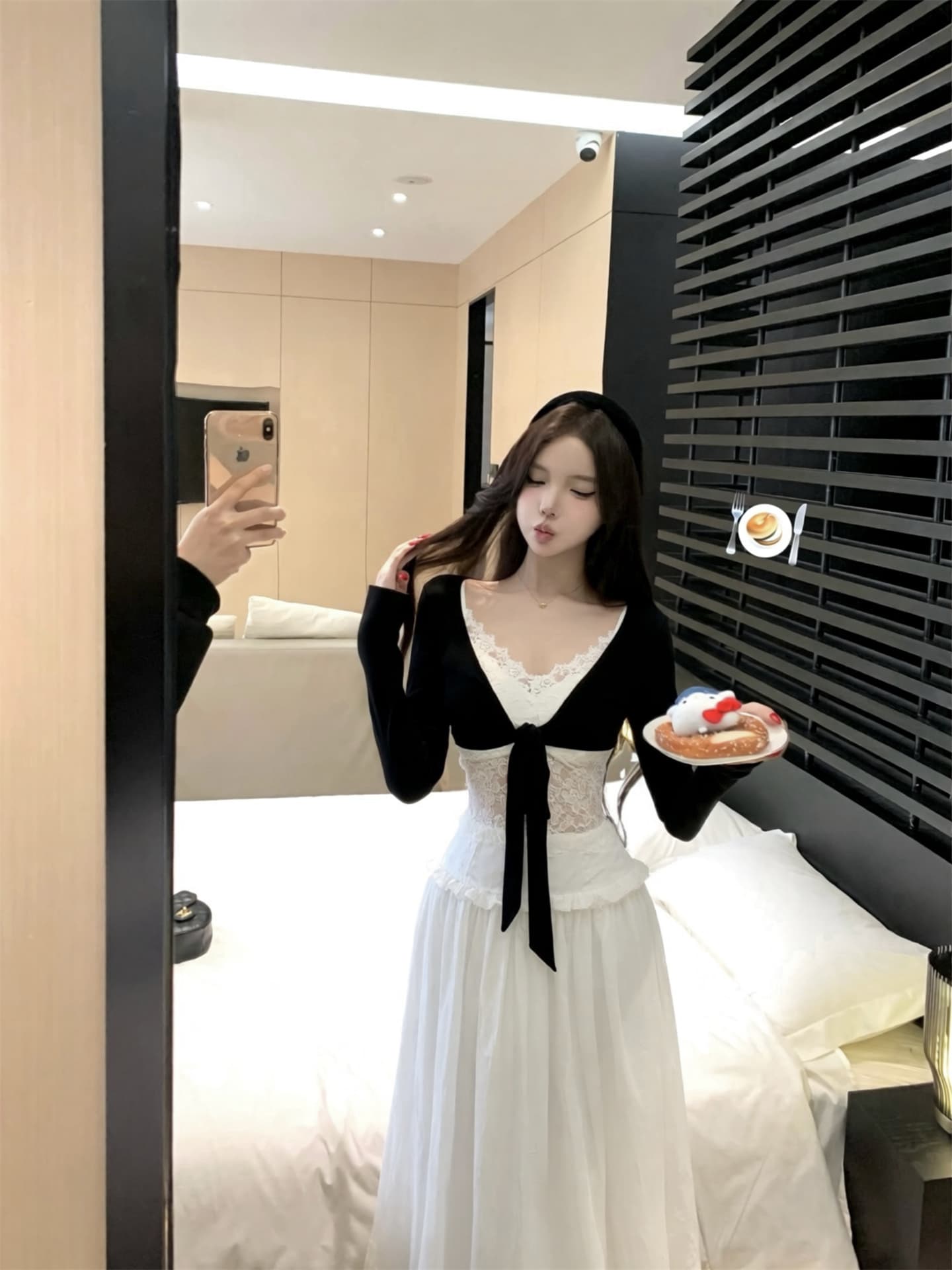 실사 이른 가을 프랑스식 고급 센스 품격 니트 오픈 가디건 캐미솔 반신 롱 스커트 세 조각 여성 세트 상세 이미지 4