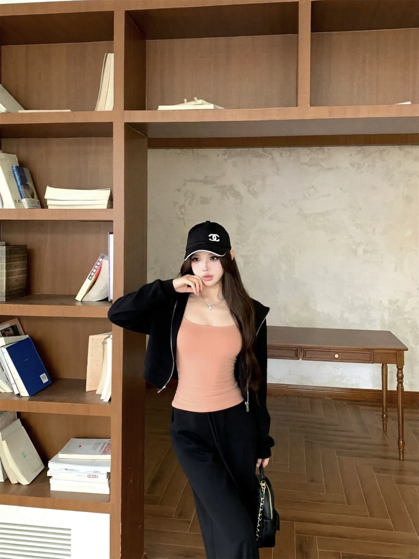 실사 이른 가을 모달 면 4 가지 색상 후드 티 스웨터 여성 가을 캐미솔 캐주얼 바지 만 가져 가라. 세트 그룹 상세 이미지 5