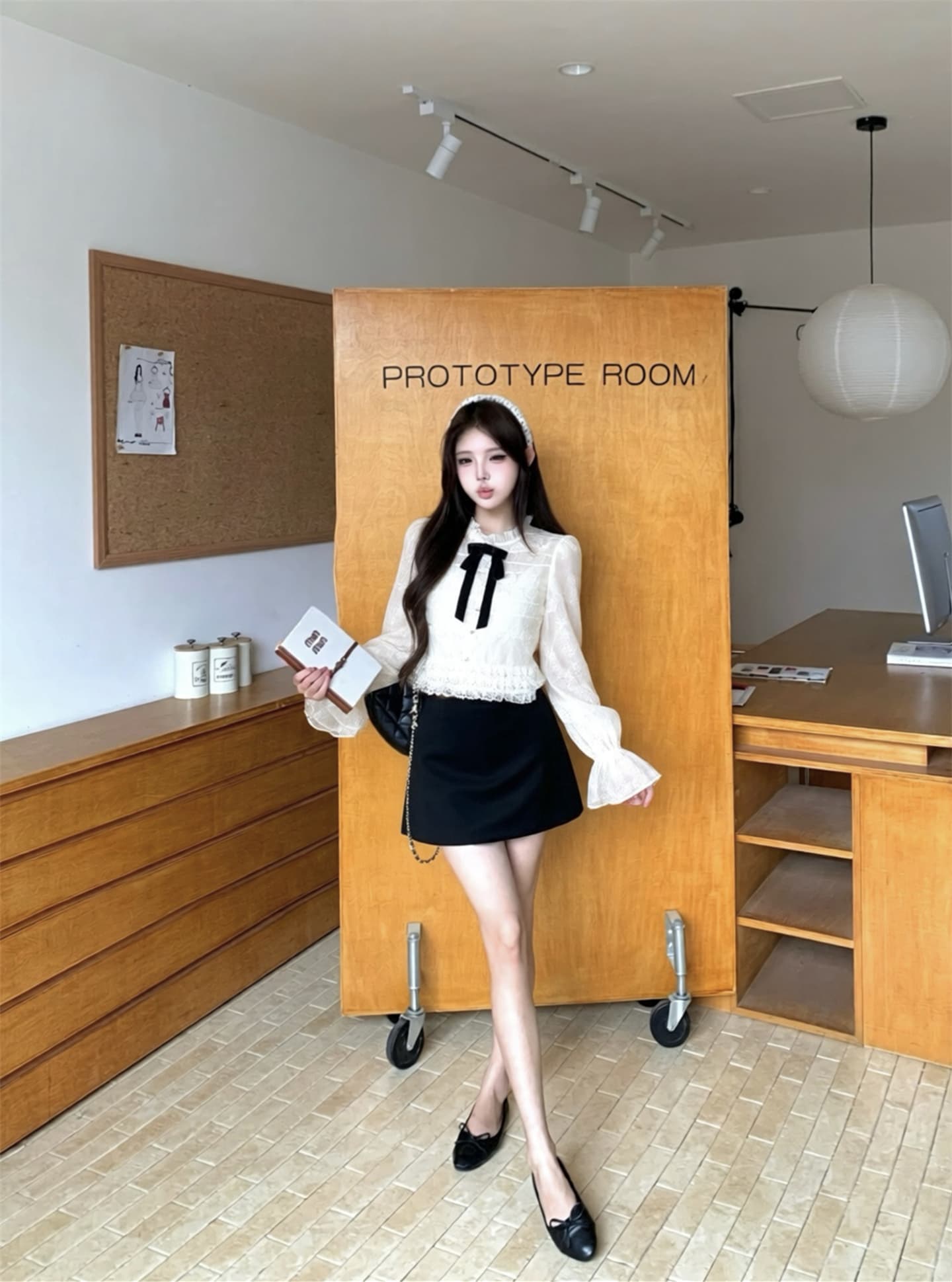 실사 이른 가을 무거운 작업 다중 레이어 좋은 플래시 유럽 오간자 벨벳 나비 매듭 맨위 하이웨이스트 몸매 가꾸기 슬림해 보이는 치마바지 이미지 2